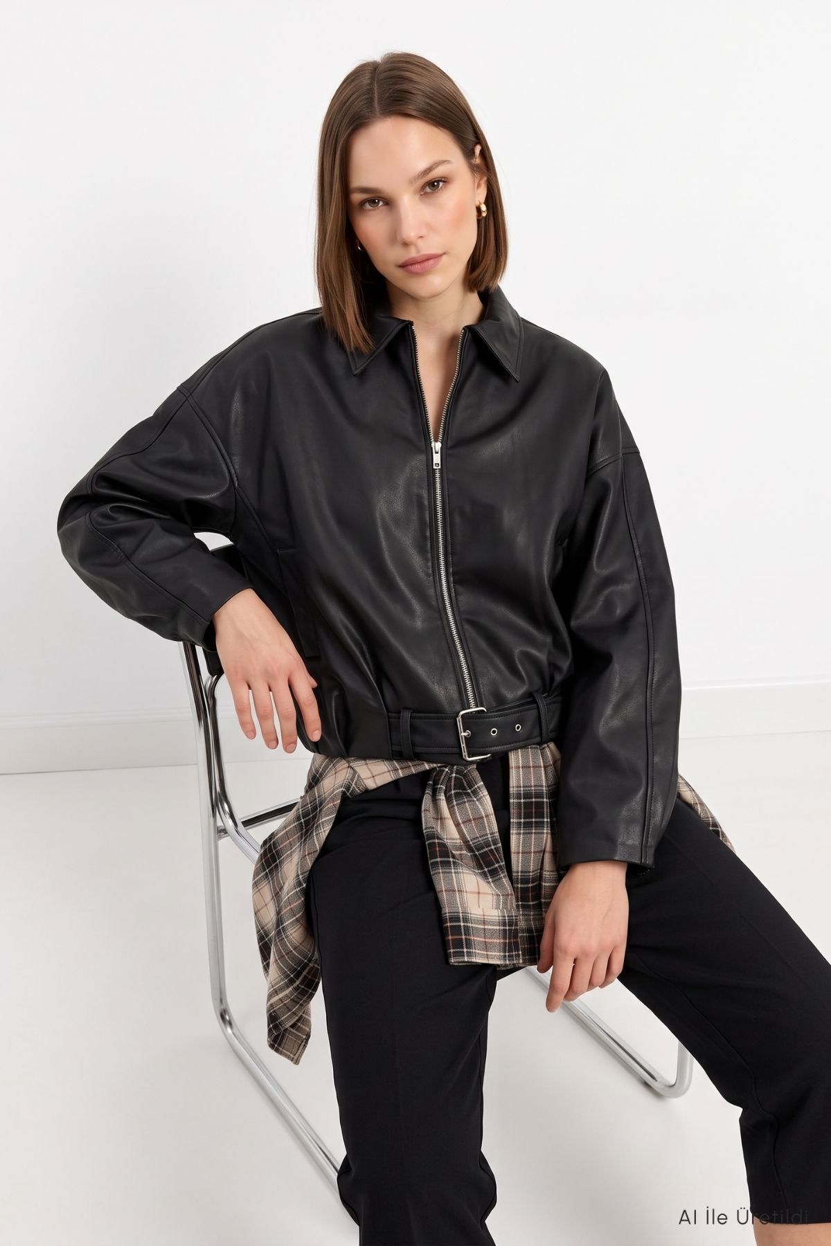 Oversize Deri Ceket 3137 Siyah 5