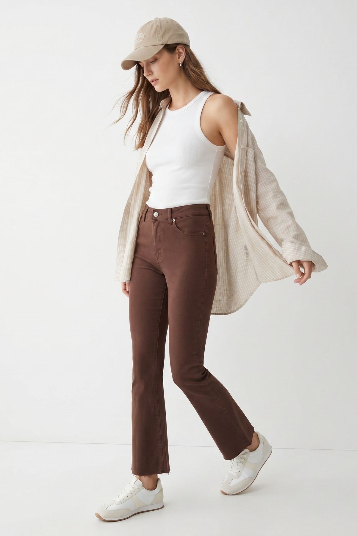 Paça Kesik Jean 3047 Kahve