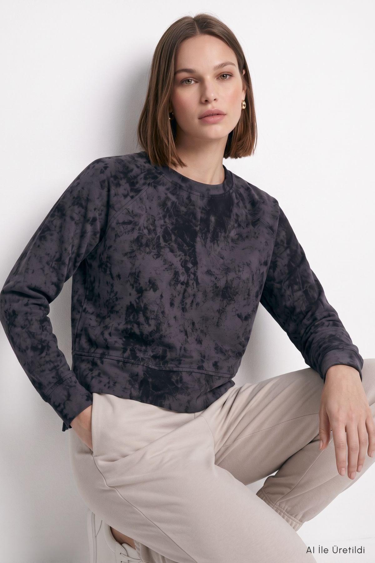 Bisiklet Yaka Kısa Sweat 3268A Siyah 3