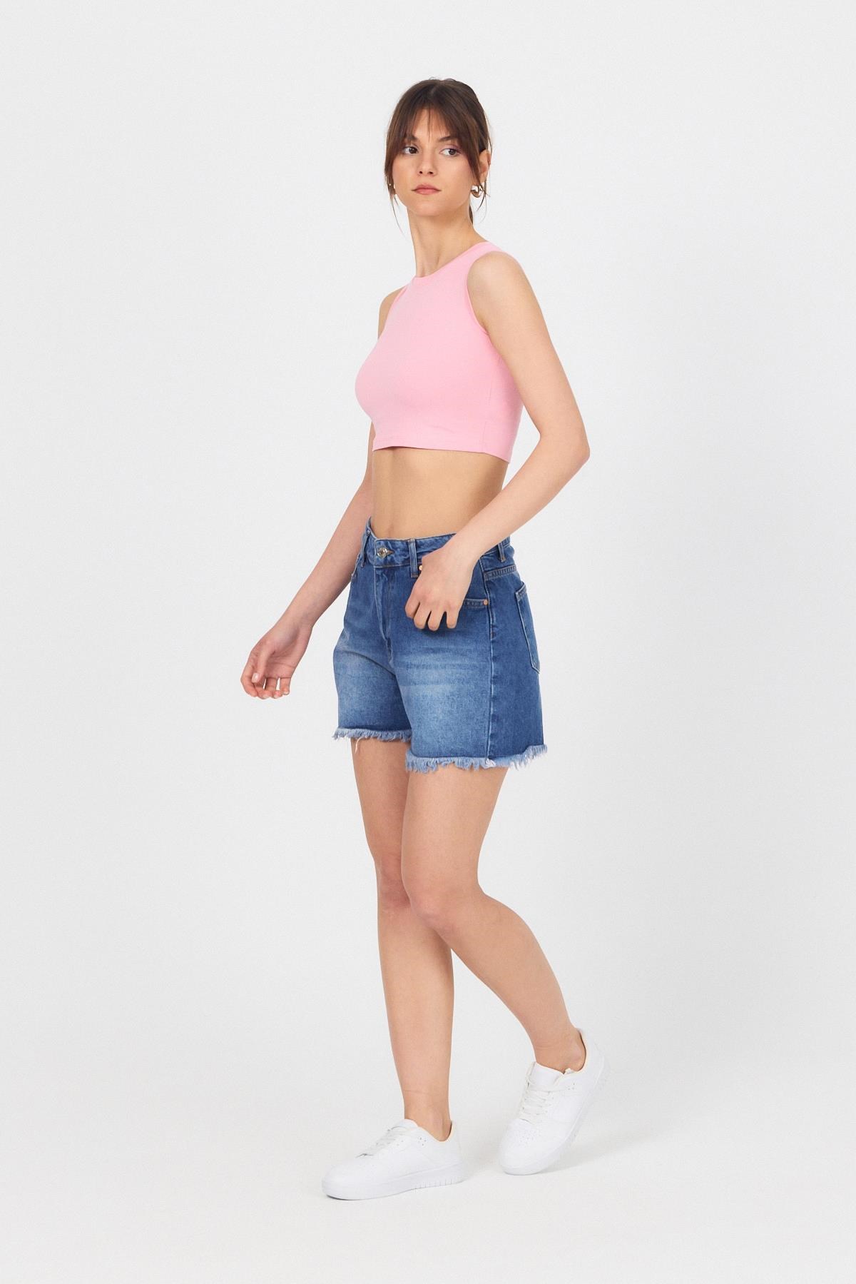 Pembe Bisiklet Yaka Crop Atlet 9189M 8