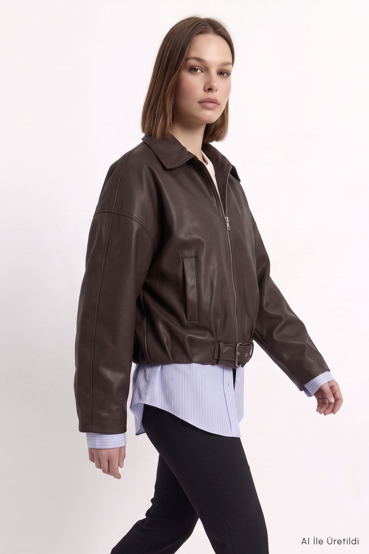 Oversize Deri Ceket 3137 Kahve 4