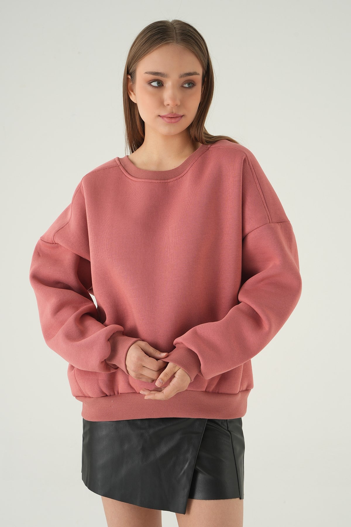 Bisiklet Yaka Sweat 1029 Gül Kurusu 7