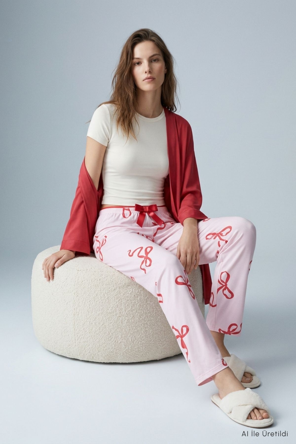 Kurdele Desen Pijama 4555 Pembe