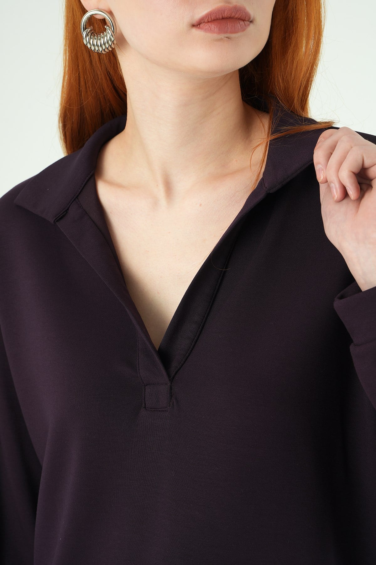 Mürdüm Gömlek Yaka Sweat 8275A 4
