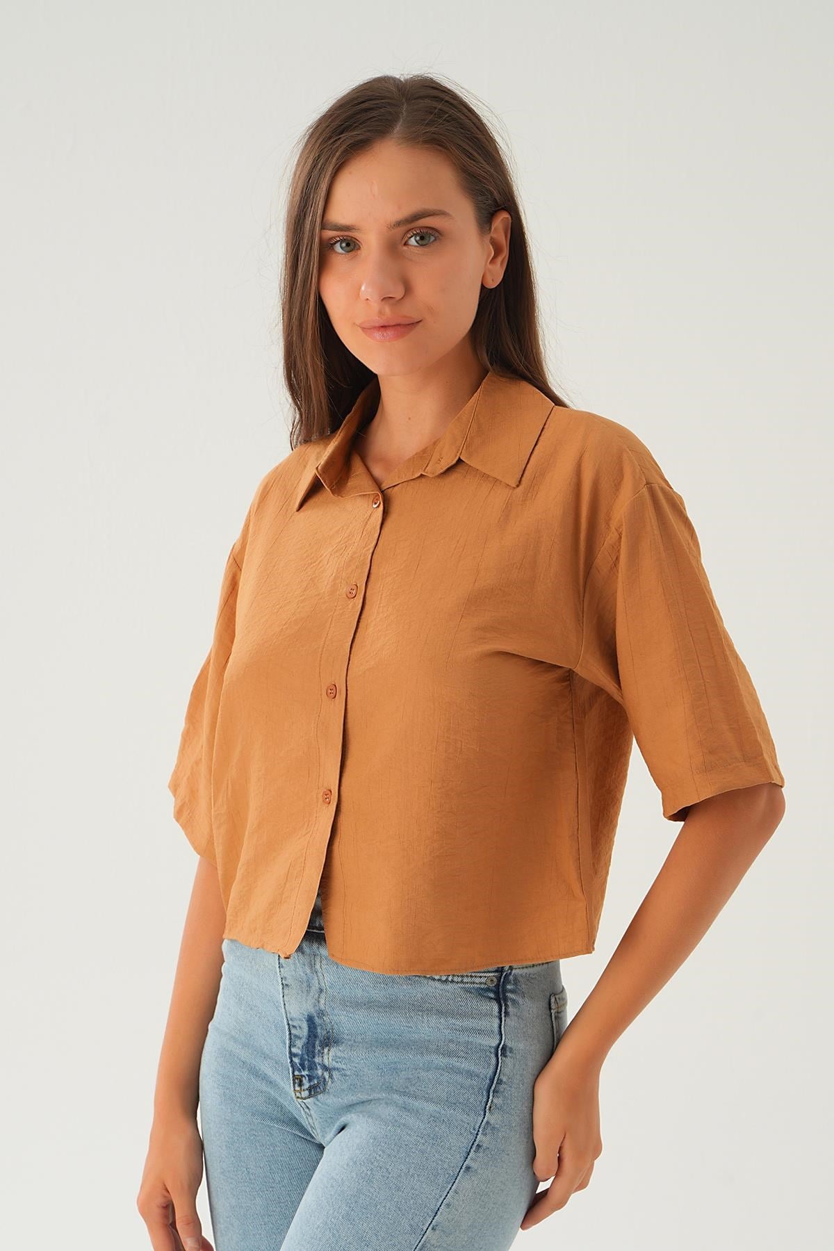 Oversize Kısa Gömlek 4159A Bisküvi 2