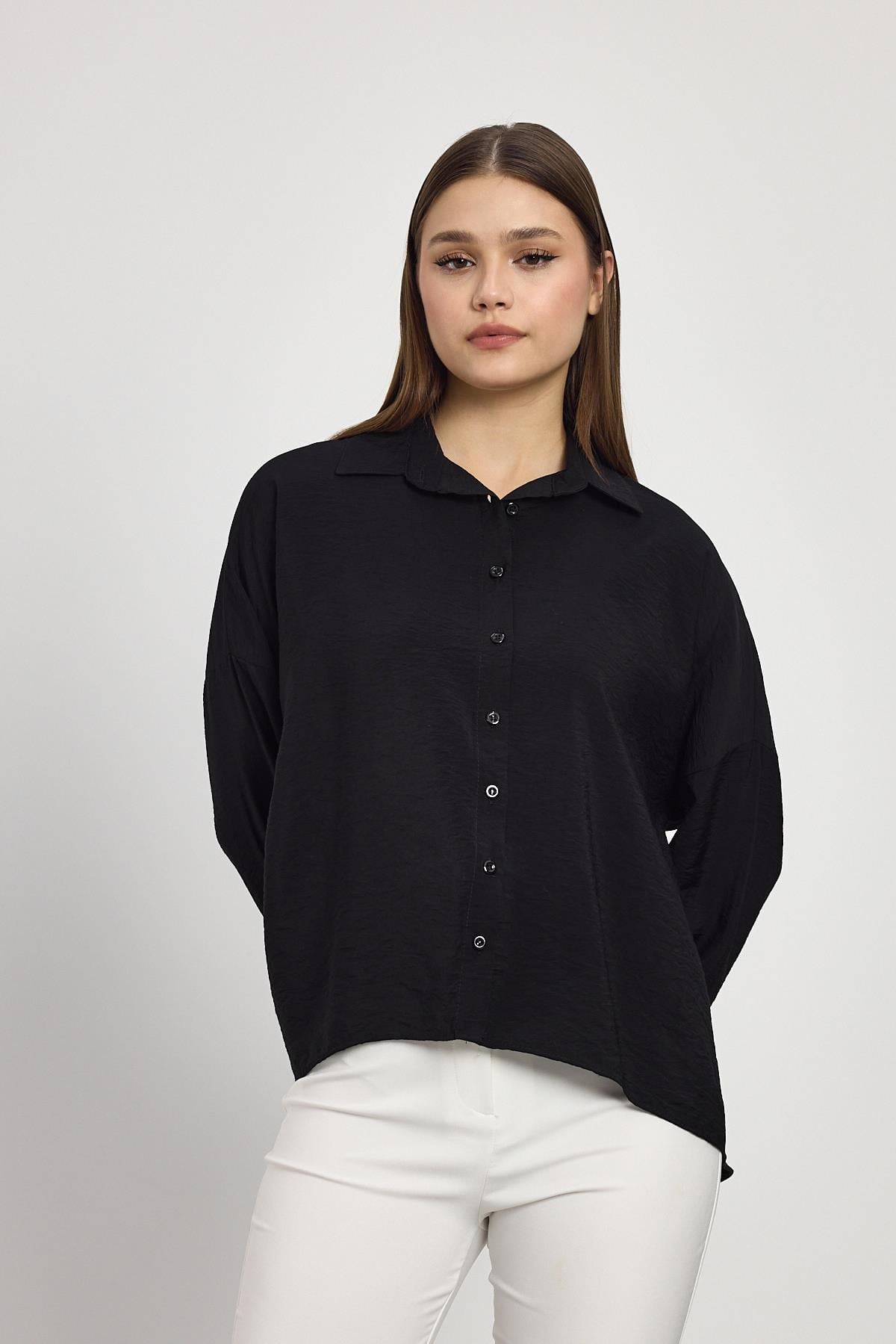 Siyah Oversize Klasik Gömlek 4316A 2