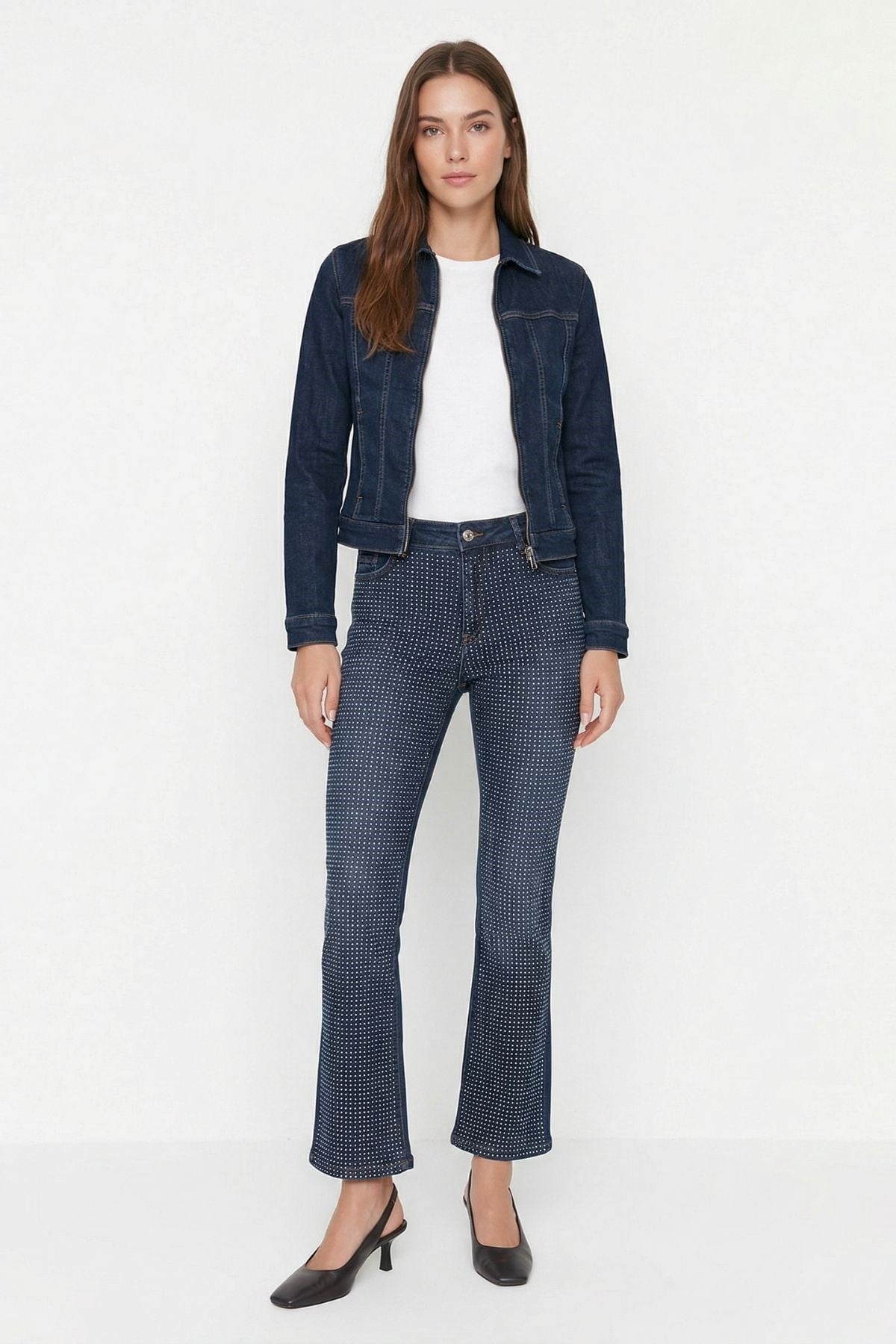 Paça Kesik Taşlı Jean 3047-11 Tint Kahve