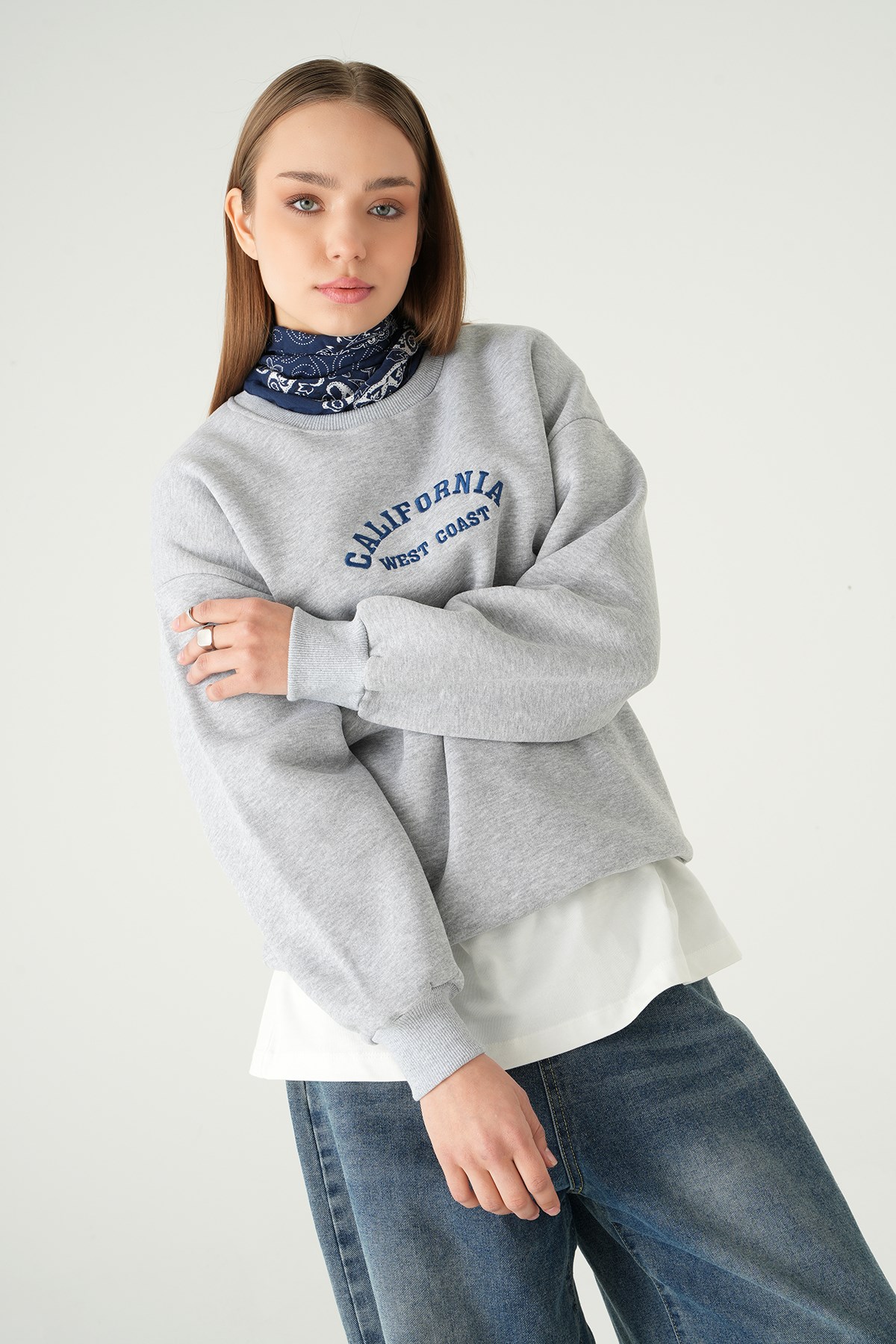 California Baskılı Sweat 1403 Gri 6