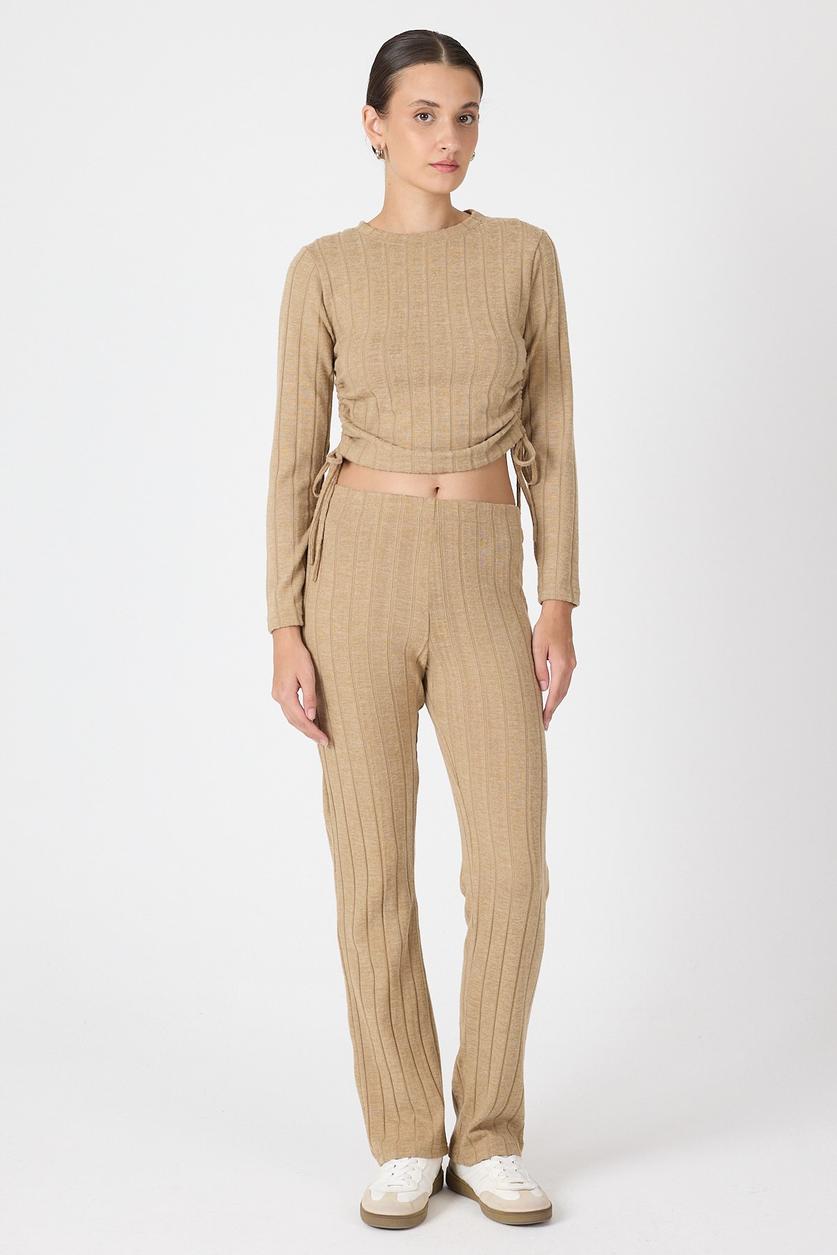 Vizon Fitilli Crop Bluz Pantolon İkili Takımı 8114A 2
