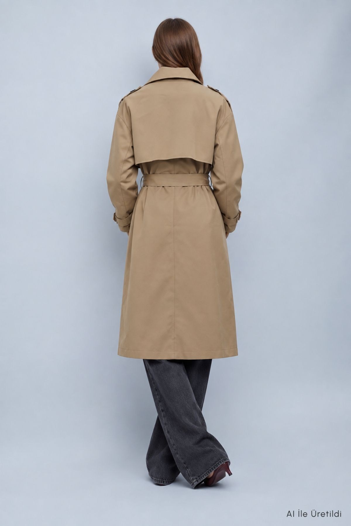 Çift Düğmeli Oversize Trençkot 277 Bej 6