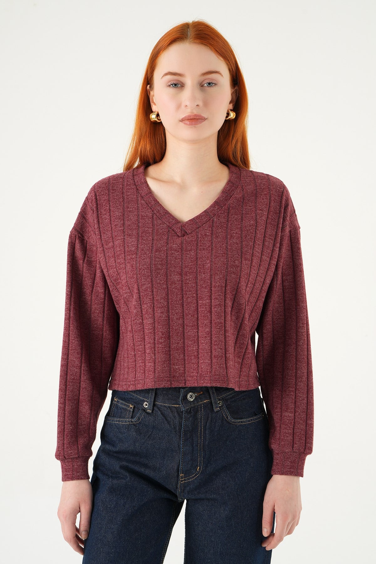 V Yaka Bluz 8259A Bordo 2