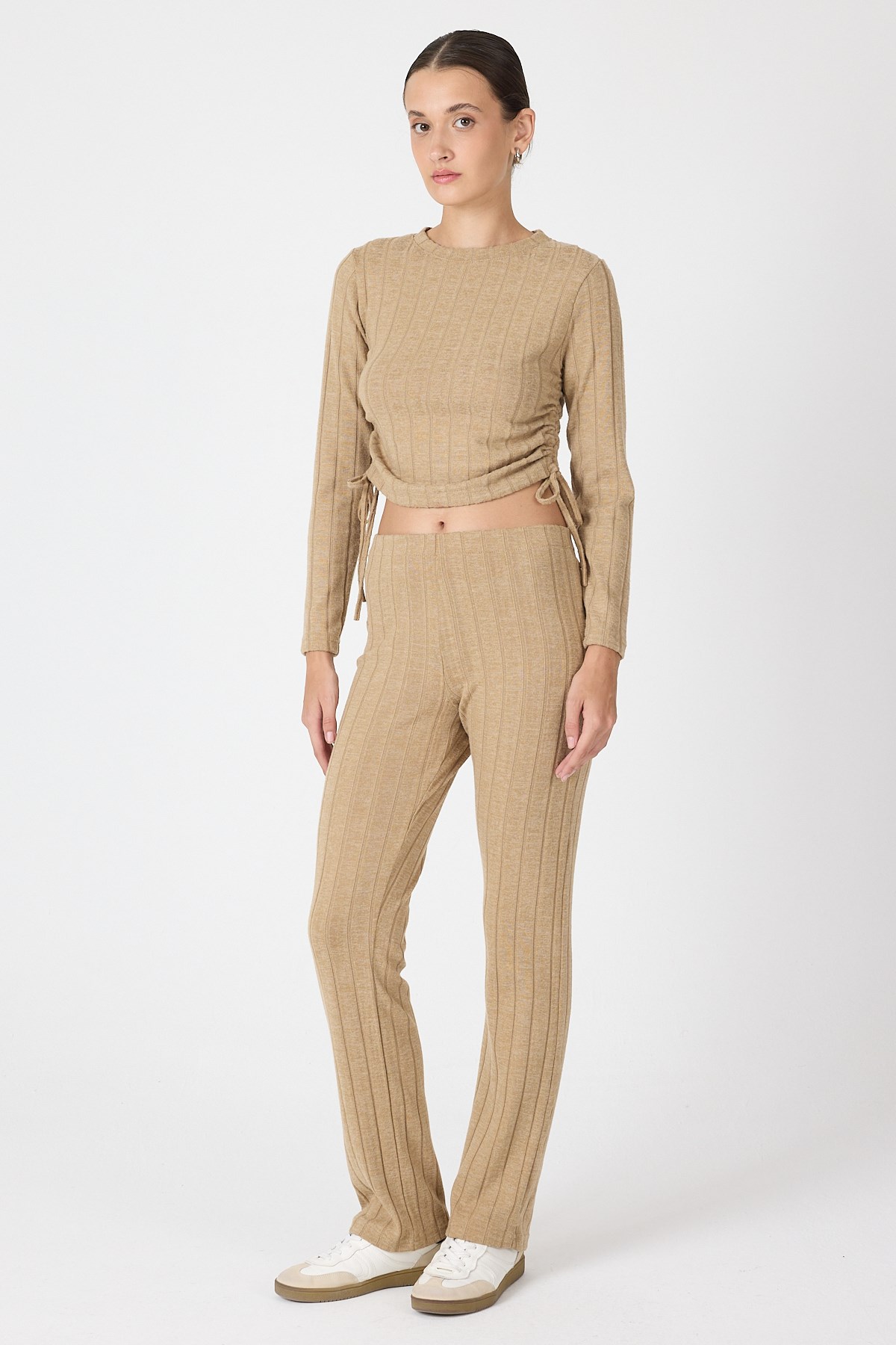 Vizon Fitilli Crop Bluz Pantolon İkili Takımı 8114A 3