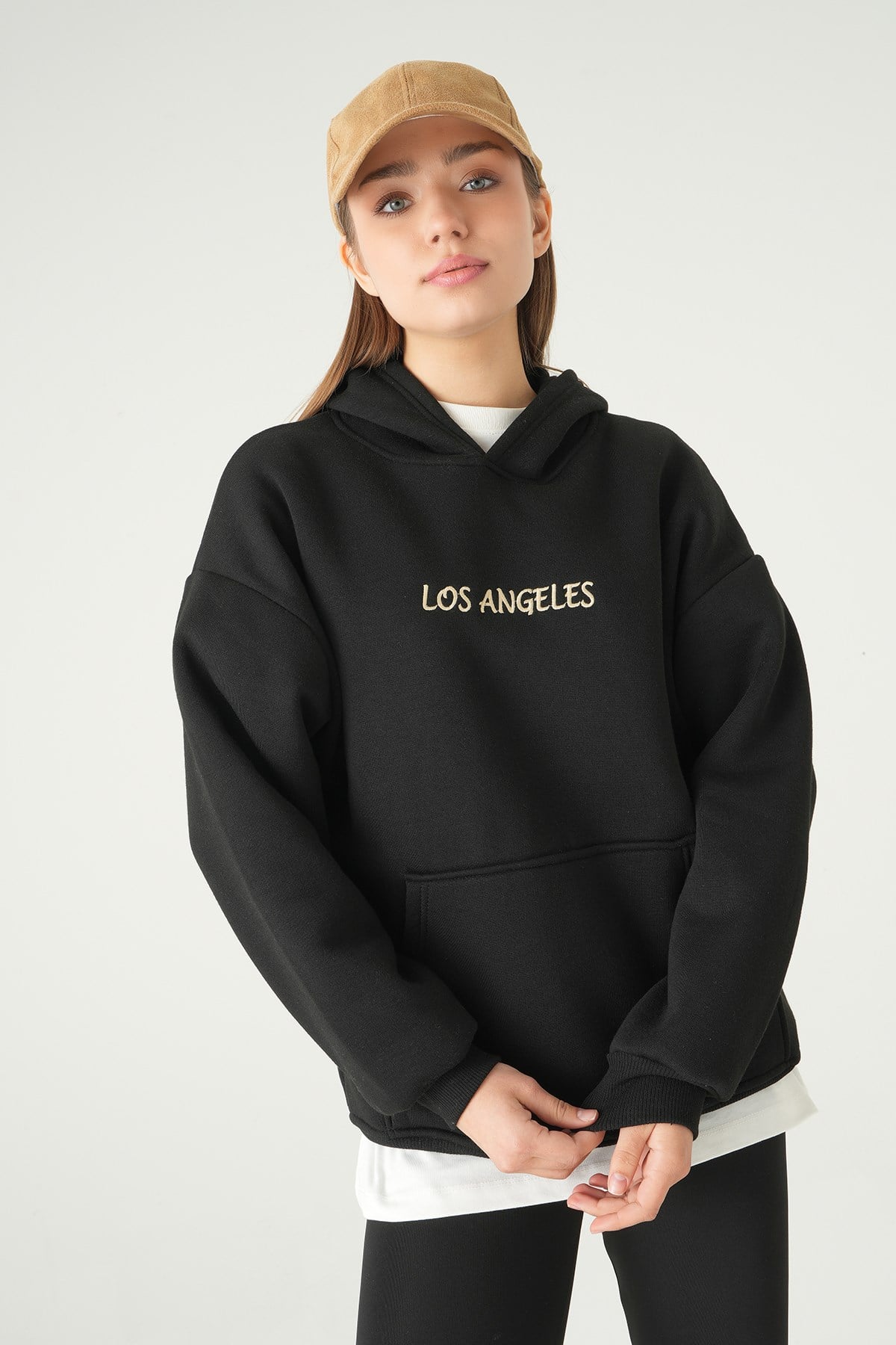 Los Angeles Baskılı Sweat 1042 Siyah