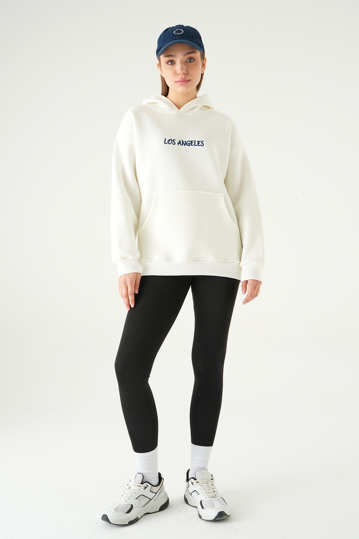 Los Angeles Baskılı Sweat 1042 Krem 3