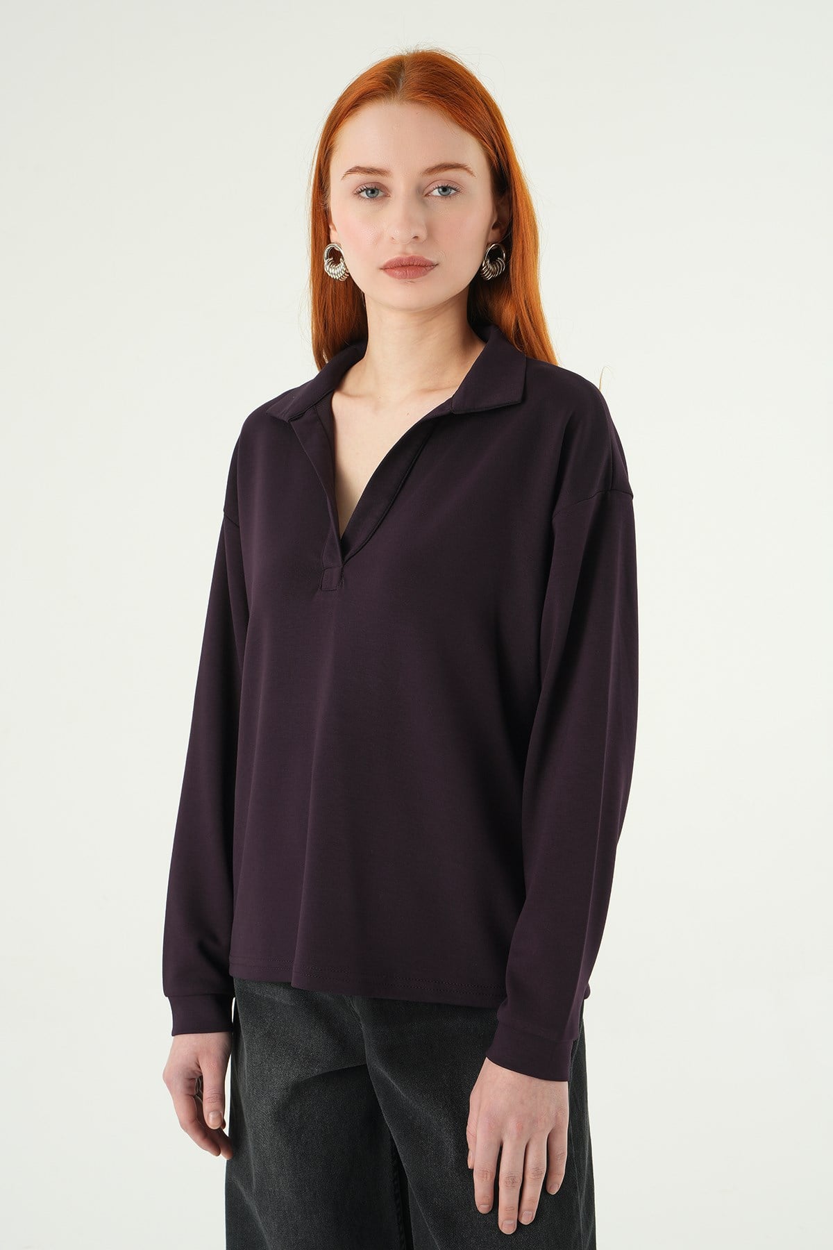 Mürdüm Gömlek Yaka Sweat 8275A 2