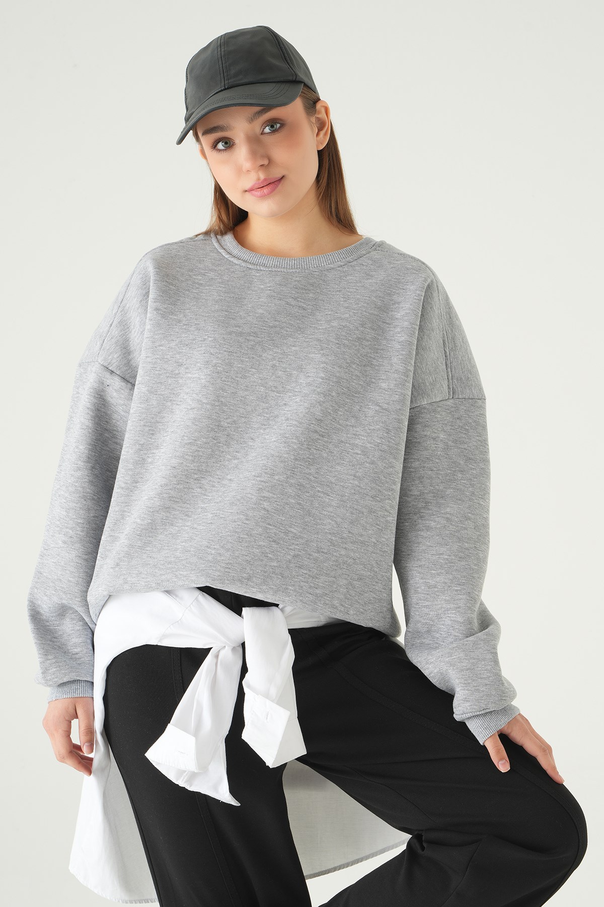 Bisiklet Yaka Sweat 1029 Gri