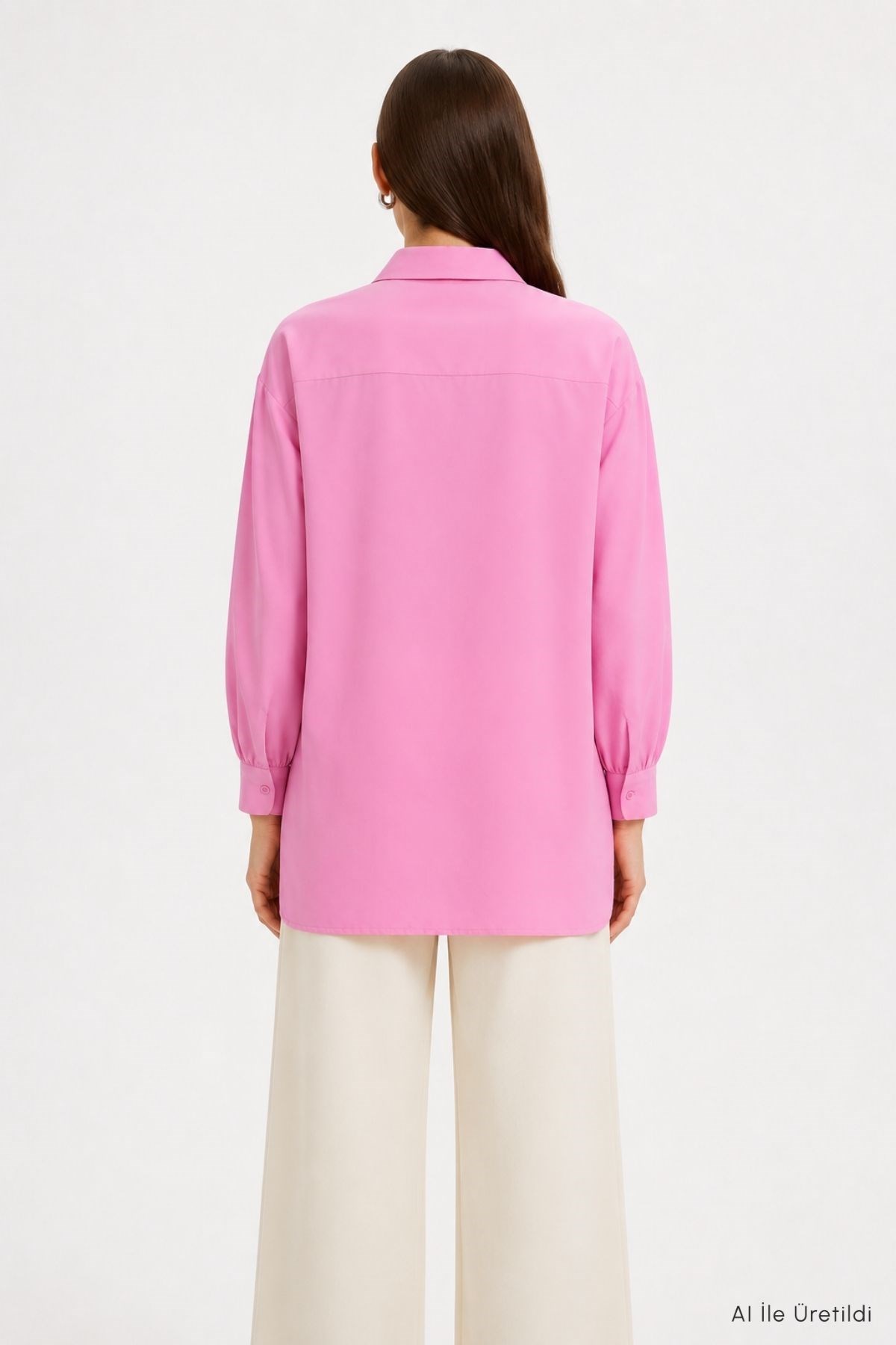 Oversize Balon Kol Gömlek 8699 Pembe 4