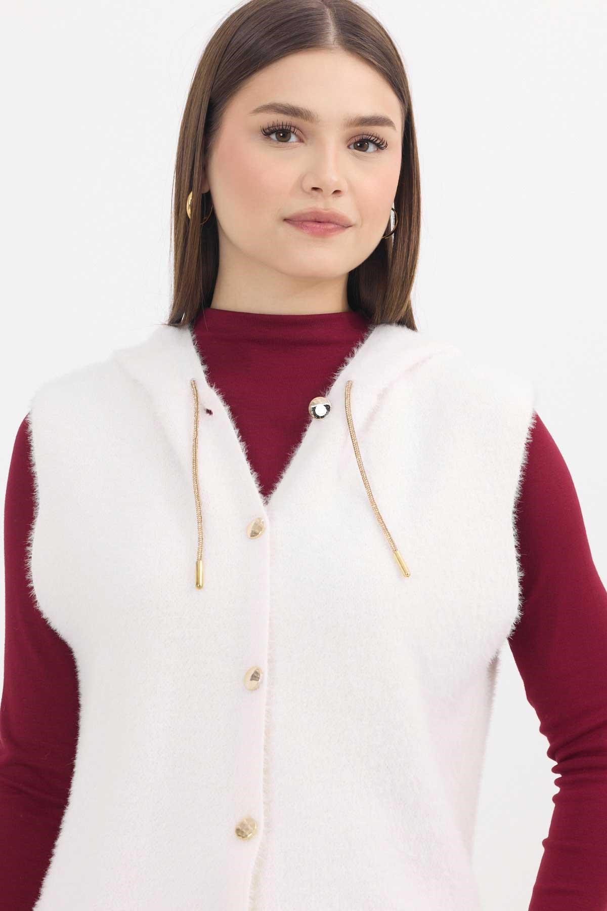 Kapüşonlu Yumoş Yelek 6681 Taş 4