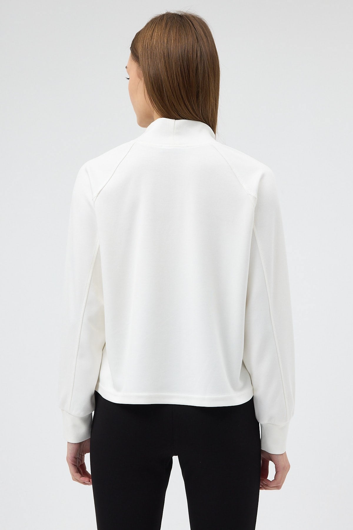 Ekru Dik Yaka Reglan Kol Kadın Sweat 8252A 5