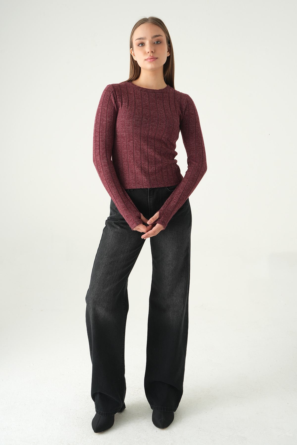 Bisiklet Yaka Bluz 8268A Bordo 3