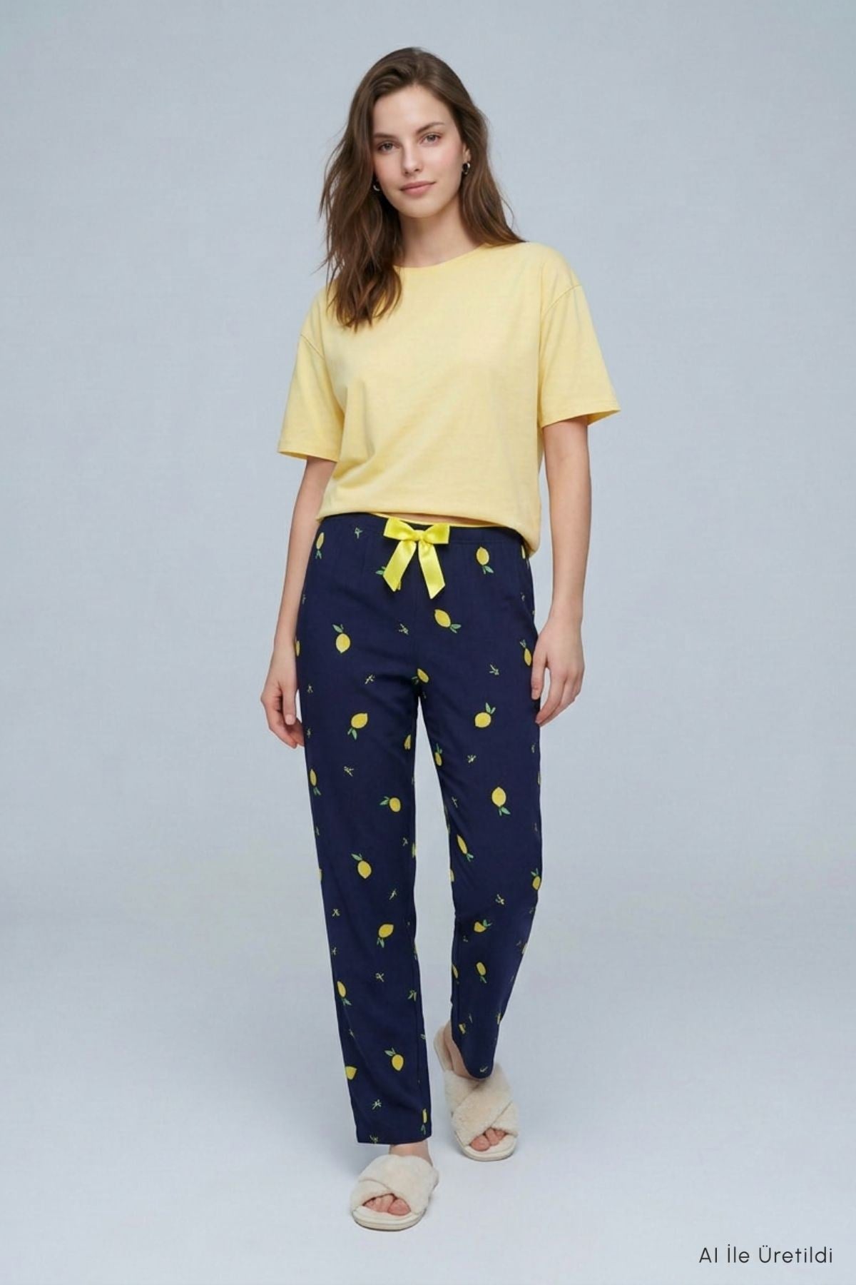 Limon Desen Pijama 4557 Sarı 2