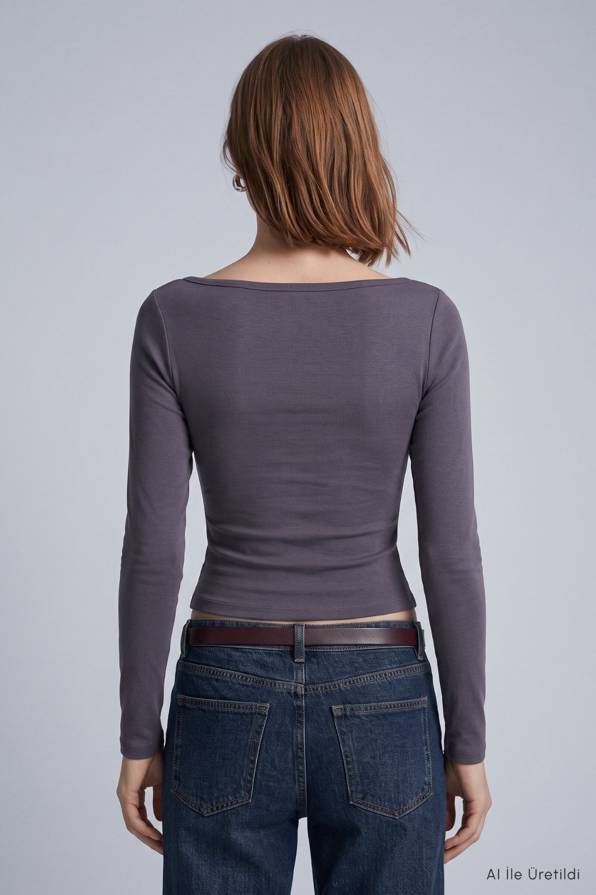 Kayık Yaka Basic Penye Body 744 Antrasit 4