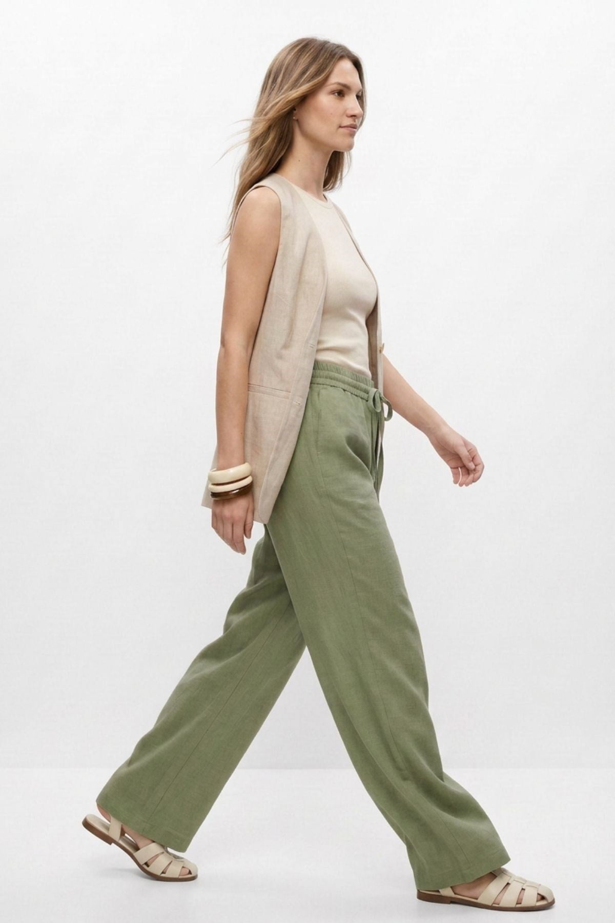 Geniş Paça Pantolon 8561A Haki 2