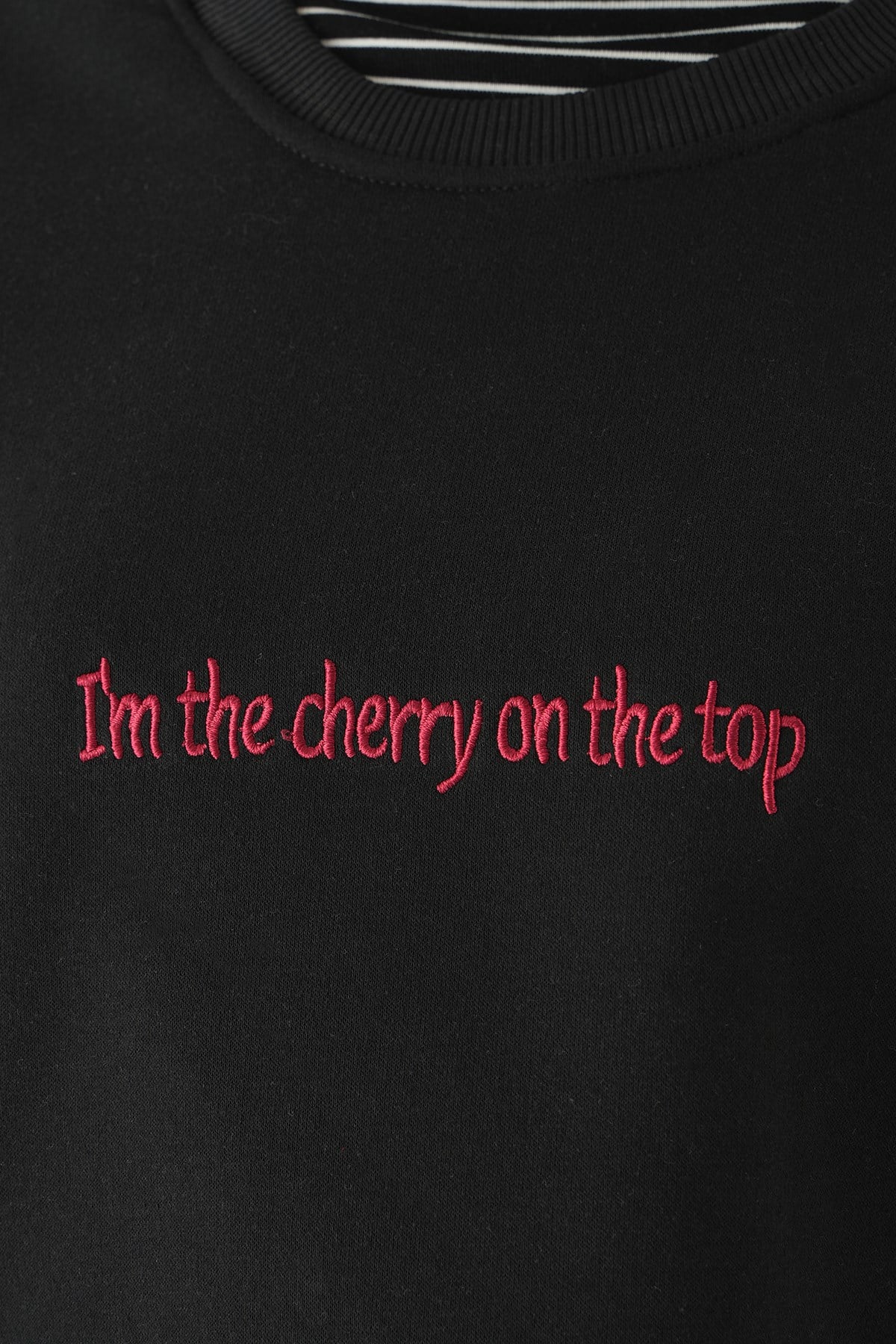 Cherry On Top Baskılı Sweat 1041 Siyah 4