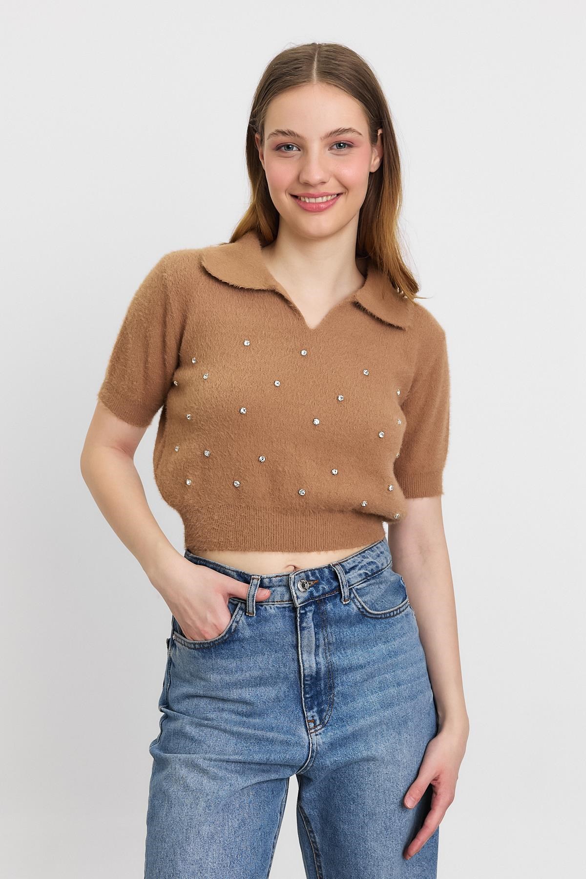İnci Detay Yumoş Kazak 6625 Camel