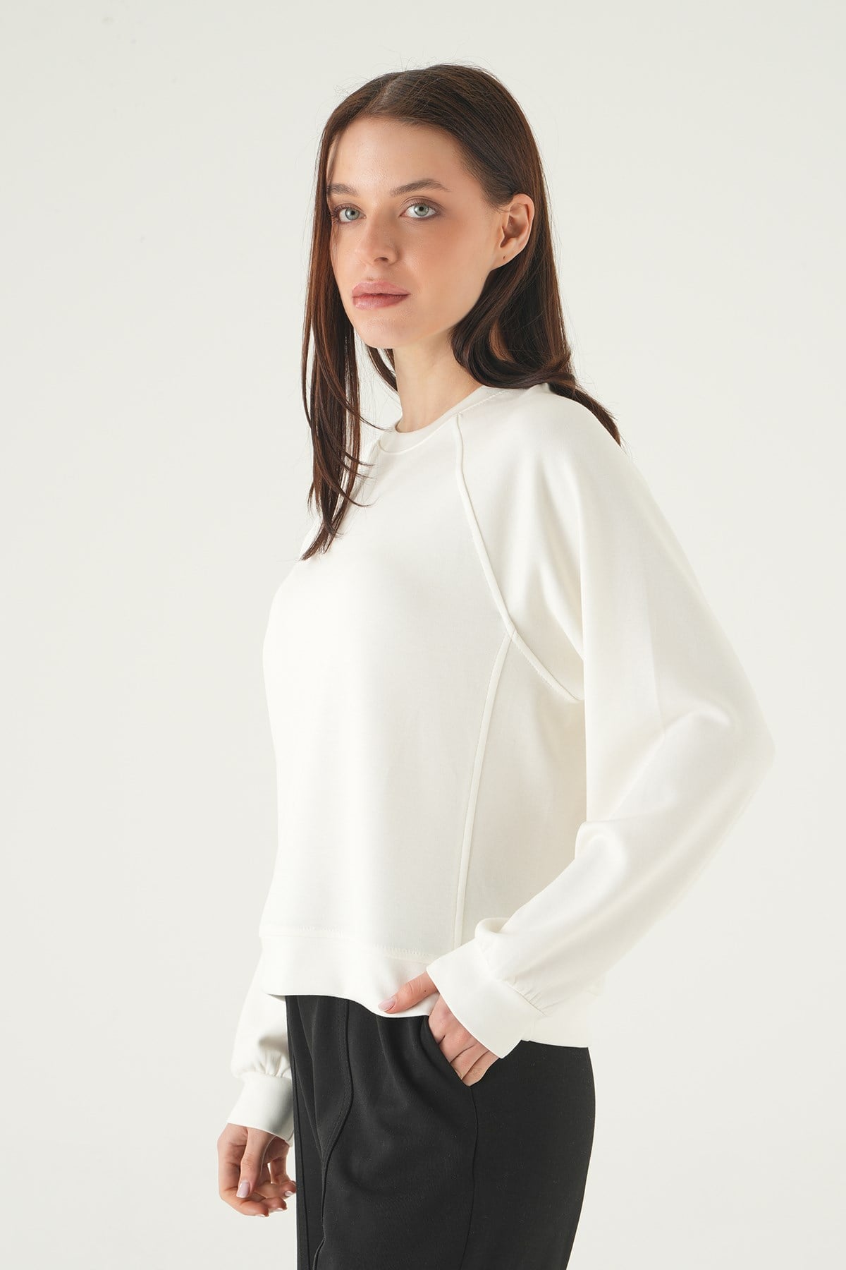 Bisiklet Yaka Sweat 8277A Ekru 6