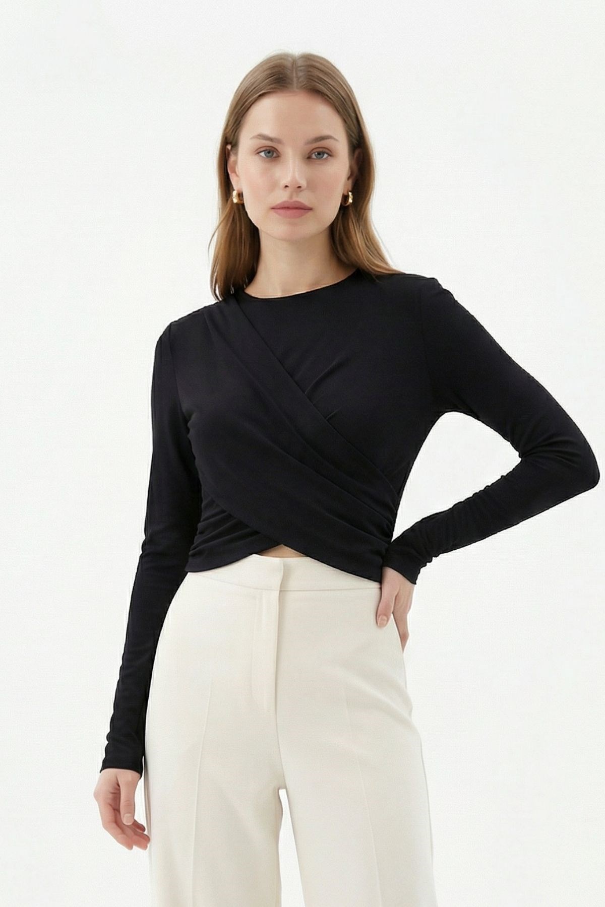 Crop Uzun Kol Bluz 251269 Siyah
