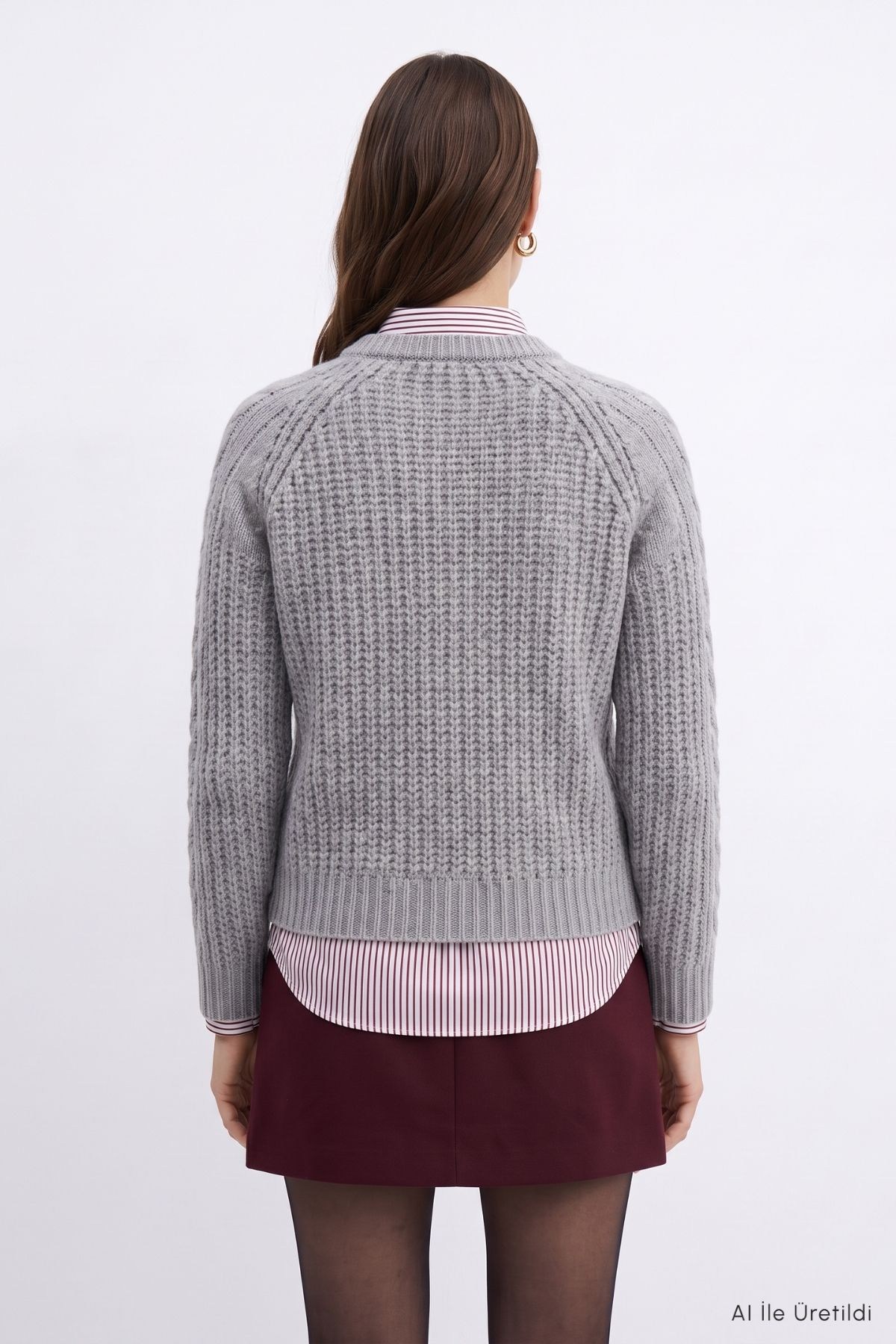 Saç Örgü Crop Kazak 2518 Gri 4