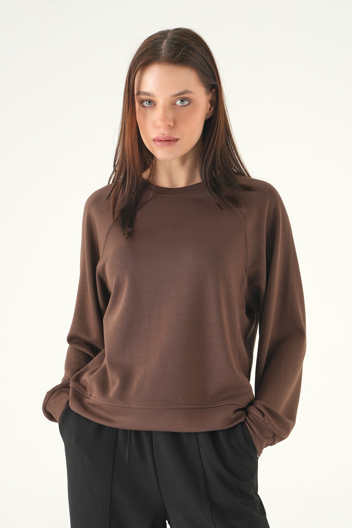 Kahve Bisiklet Yaka Sweat 8277A 7