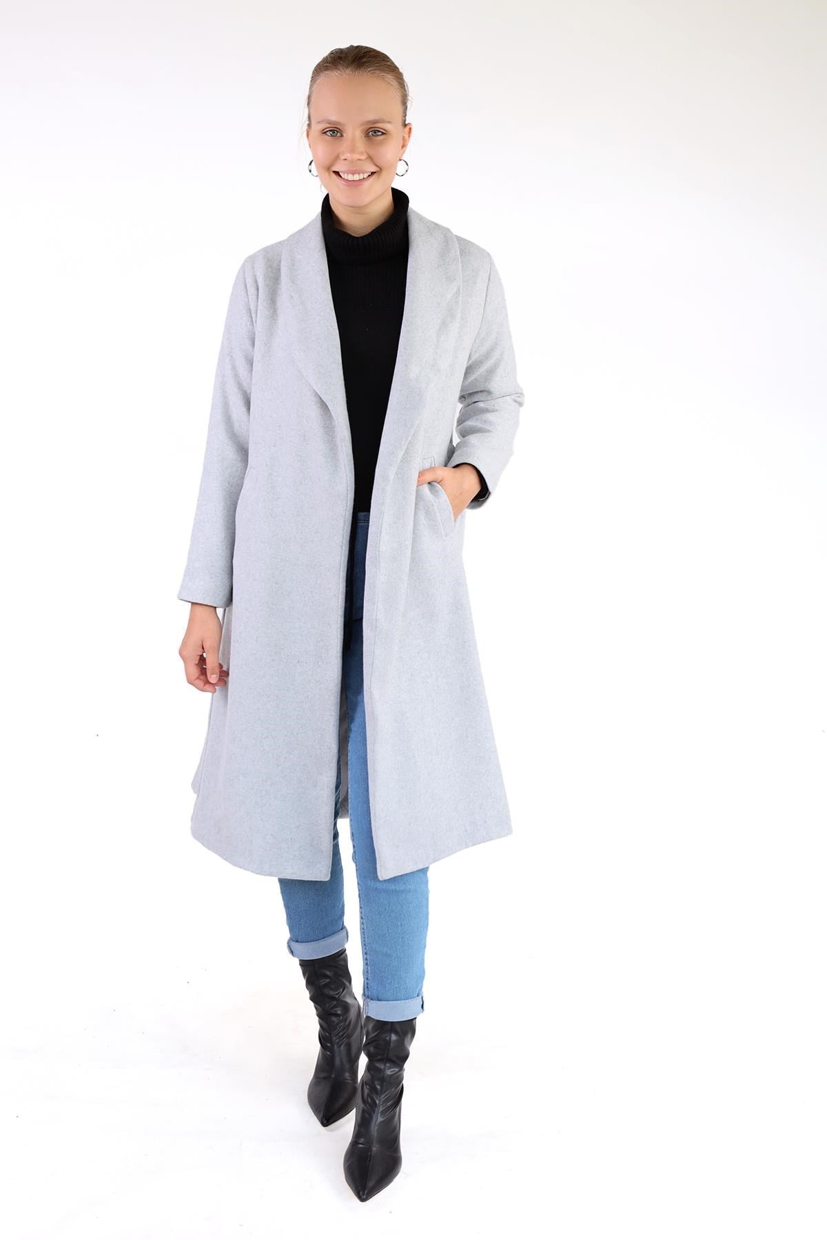 Geniş Spor Yaka Kaban 3023A Gri 6