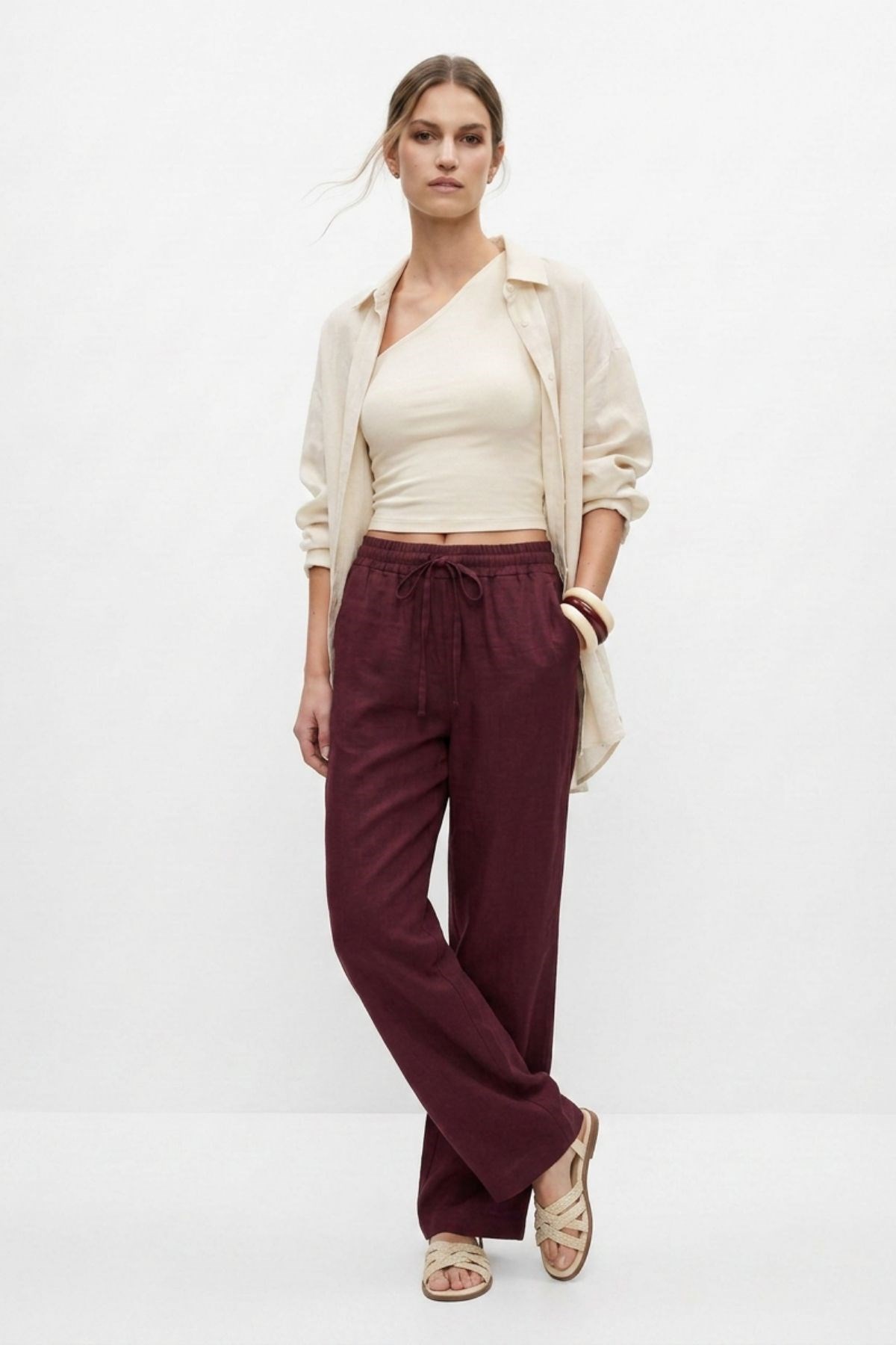 Geniş Paça Pantolon 8561A Mürdüm 2
