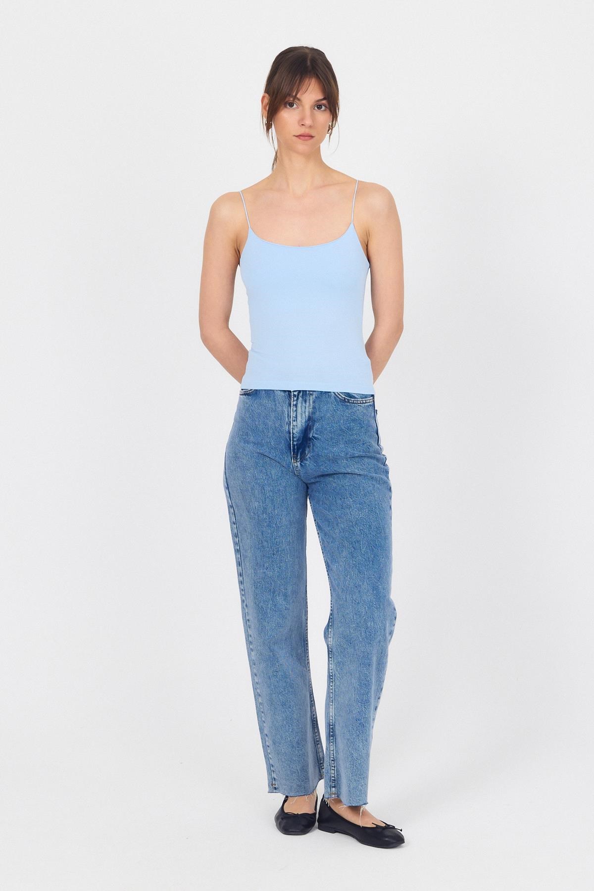 Bebe Mavi İnce Askılı Basic Atlet 848 8