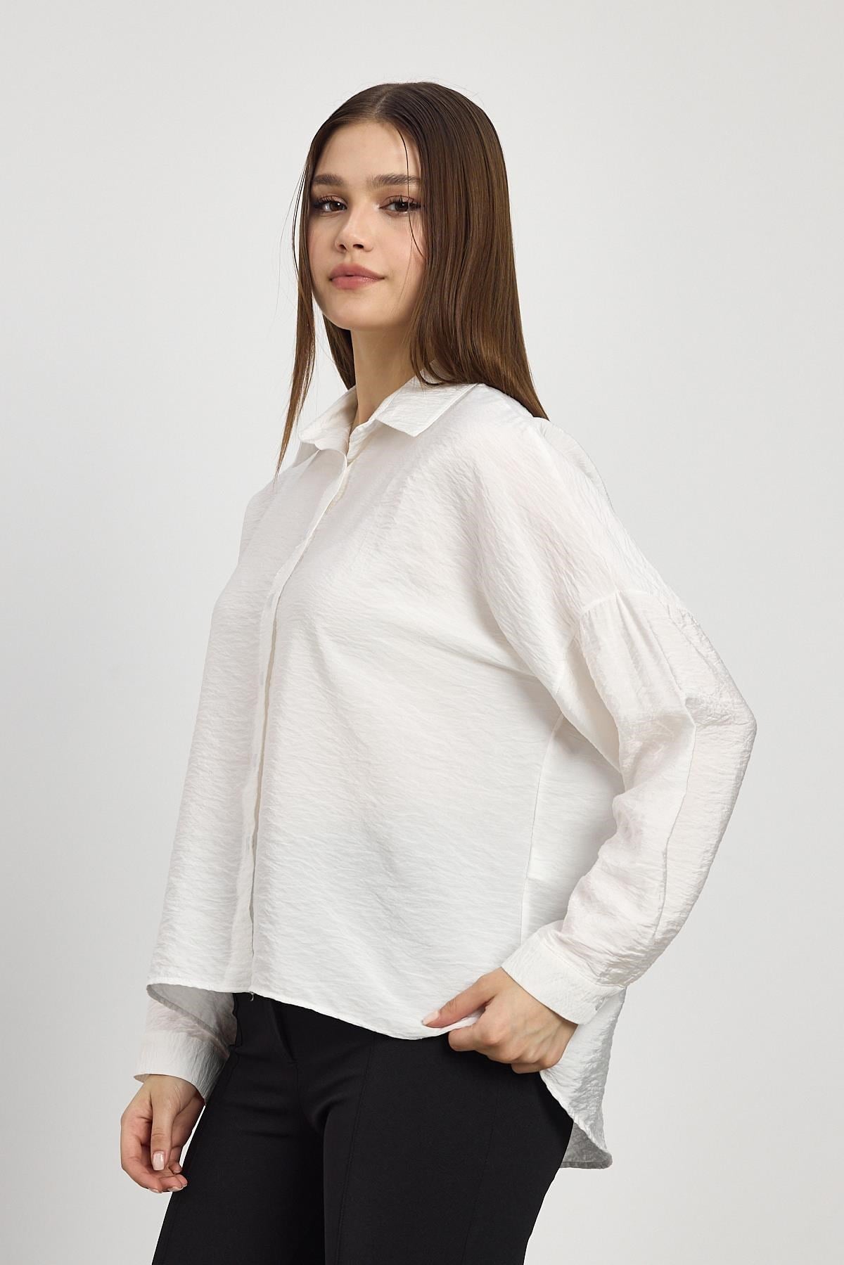 Oversize Klasik Gömlek 4316A Beyaz 6