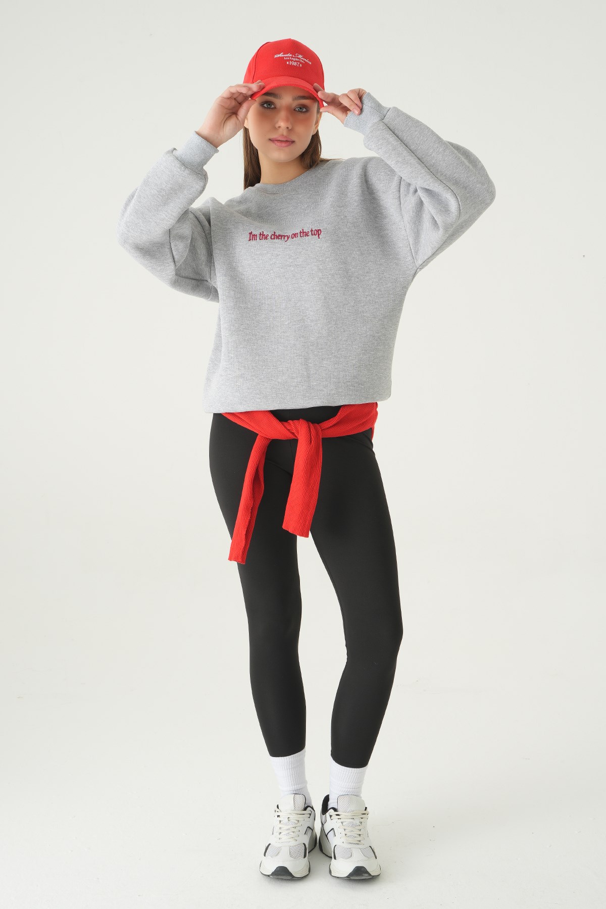 Cherry On Top Baskılı Sweat 1041 Gri 3