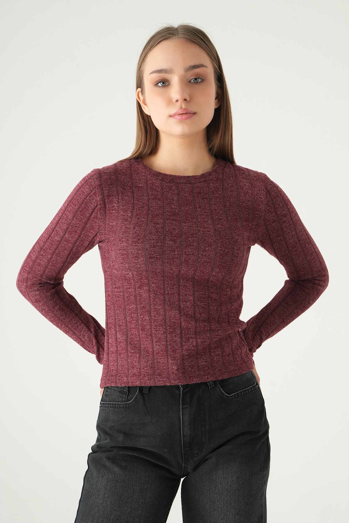 Bisiklet Yaka Bluz 8268A Bordo 2