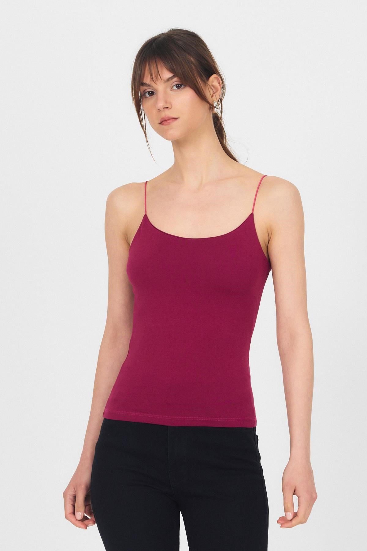 Bordo İnce Askılı Basic Atlet 848 2