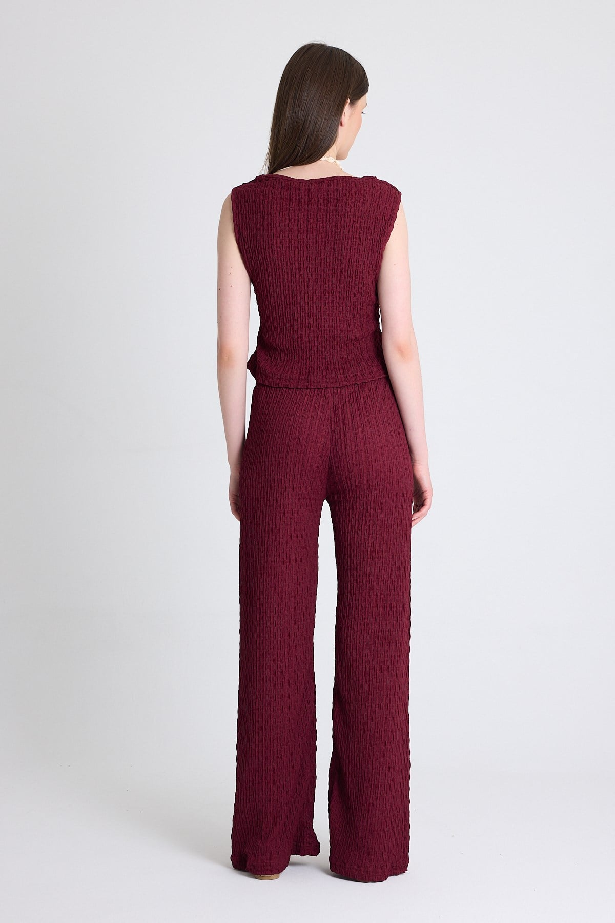 Bordo V Yaka Yelek ve Pantolon Takımı 3000 5