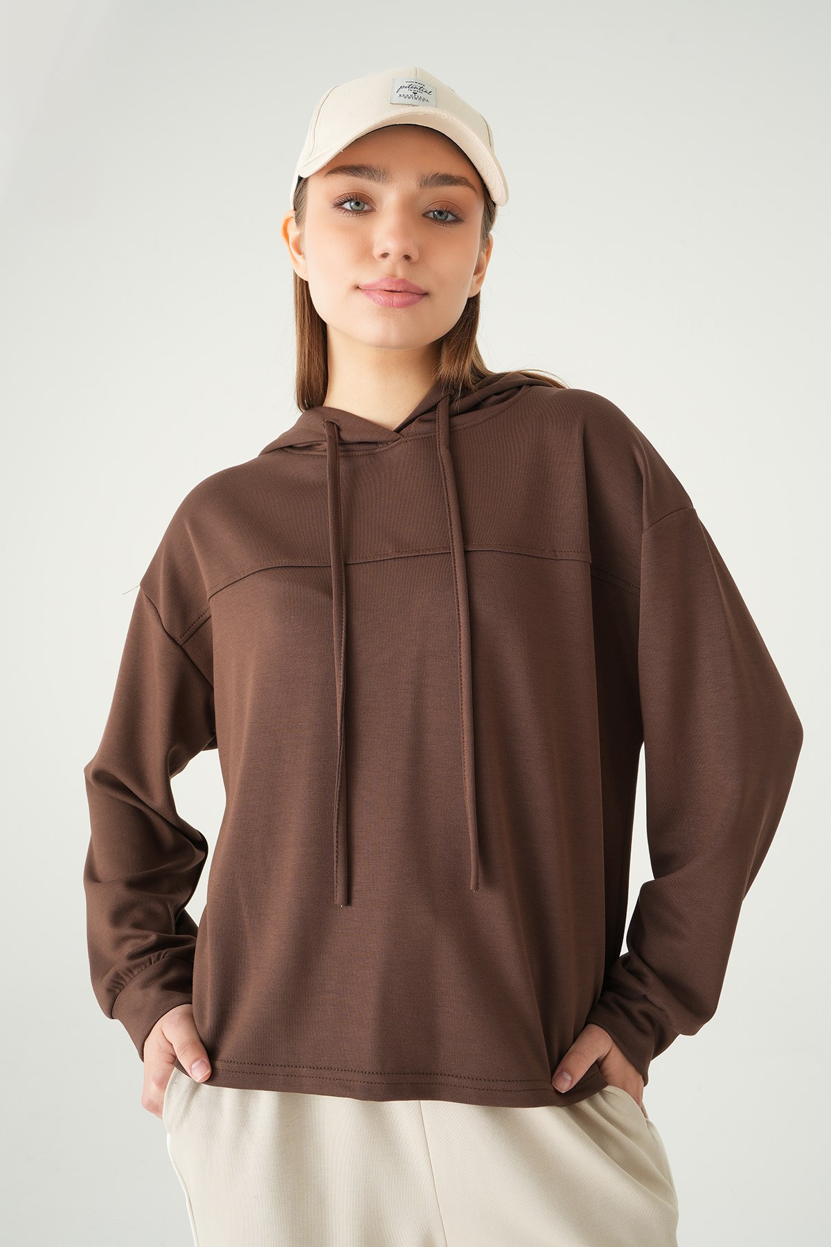 Kahve Şerit Detay Sweat 8308A 7