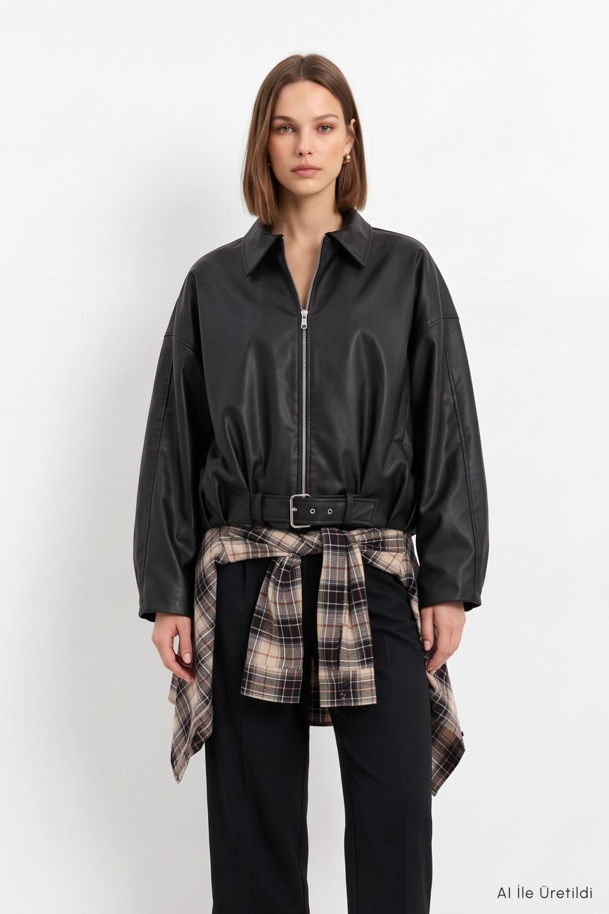 Oversize Deri Ceket 3137 Siyah 6