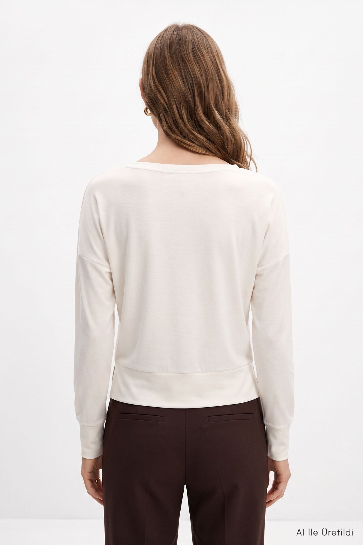 Bisiklet Yaka Sweat 8307A Ekru 3