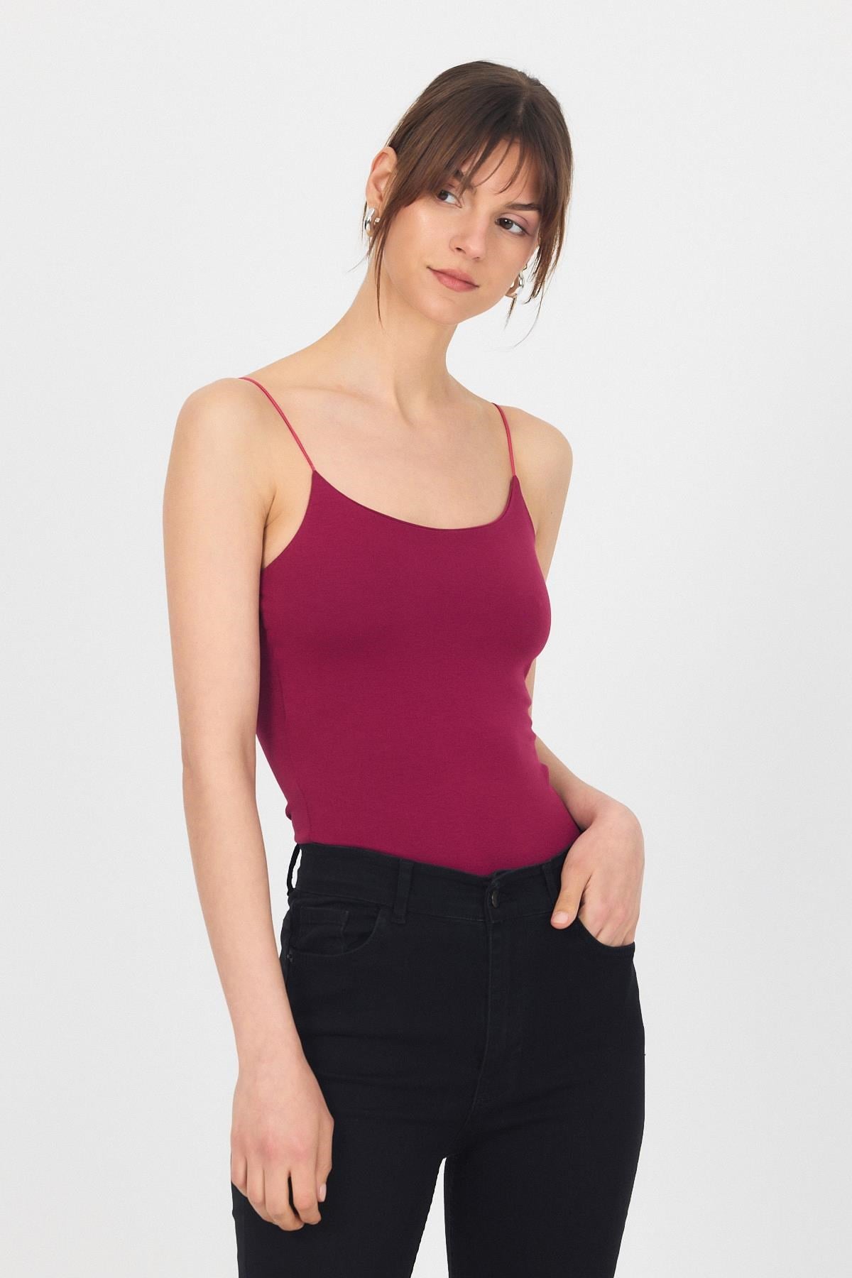 Bordo İnce Askılı Basic Atlet 848 7