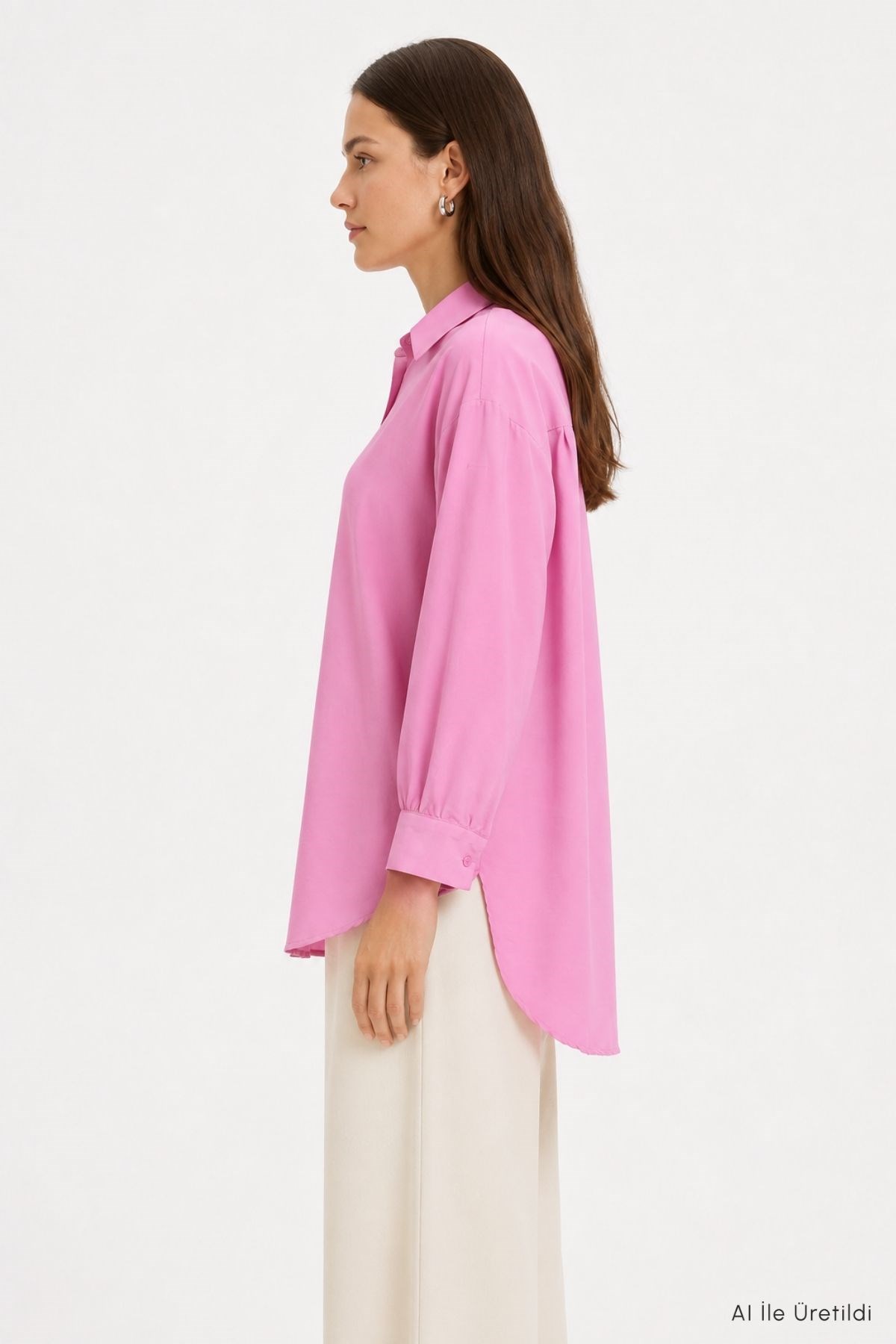 Oversize Balon Kol Gömlek 8699 Pembe 2
