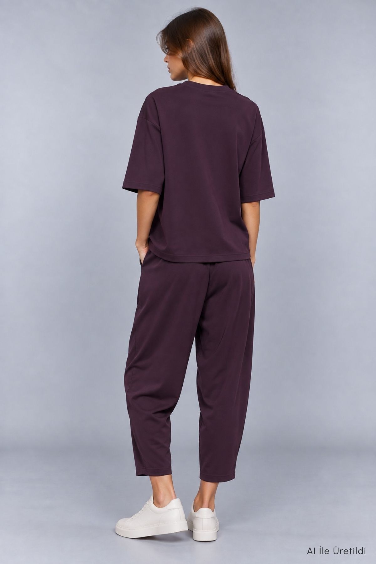 Bisiklet Yaka Pantolon Takım 8749A Mürdüm 3
