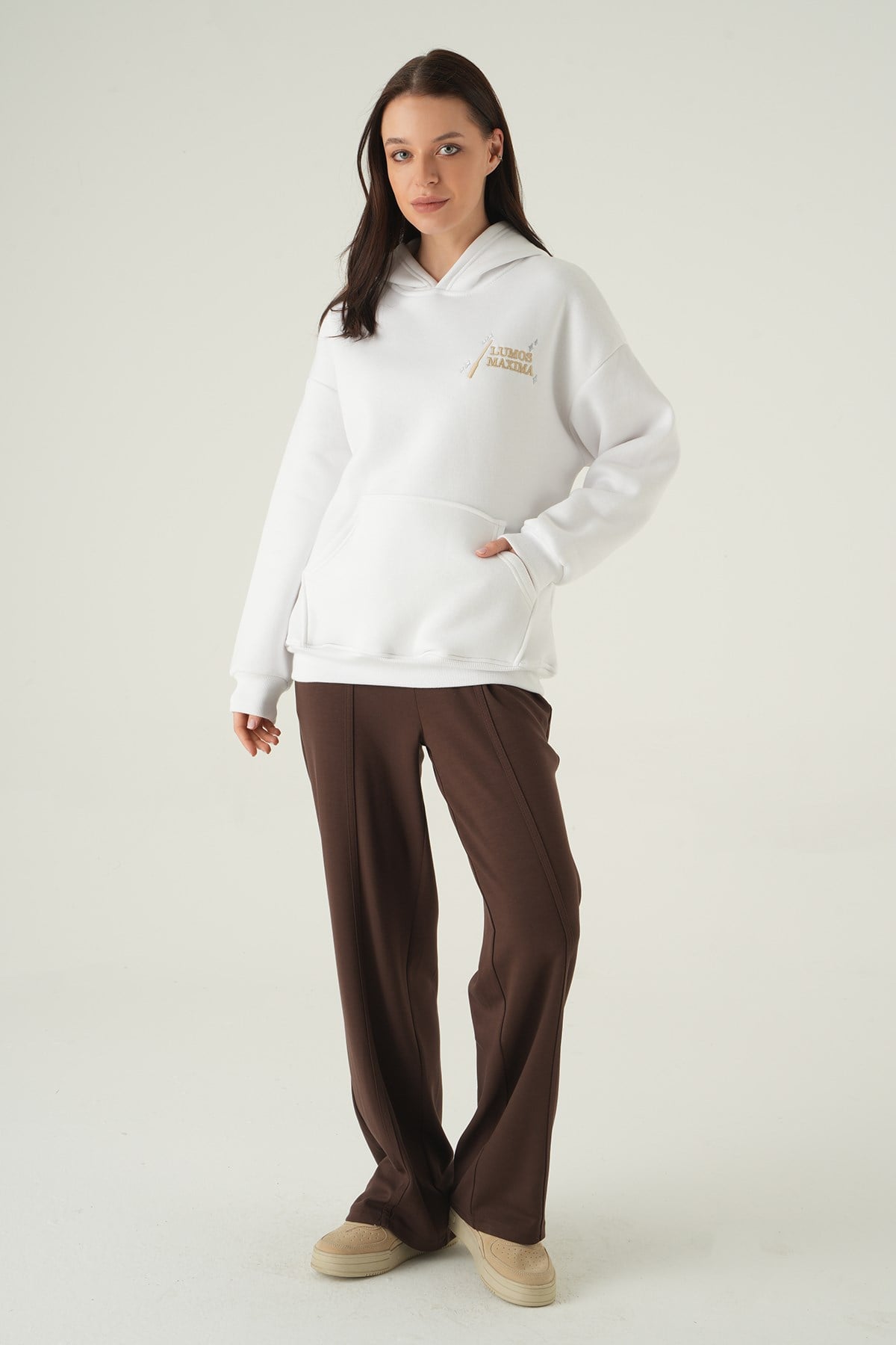 Kapüşonlu Sweat 1203 Ekru 3