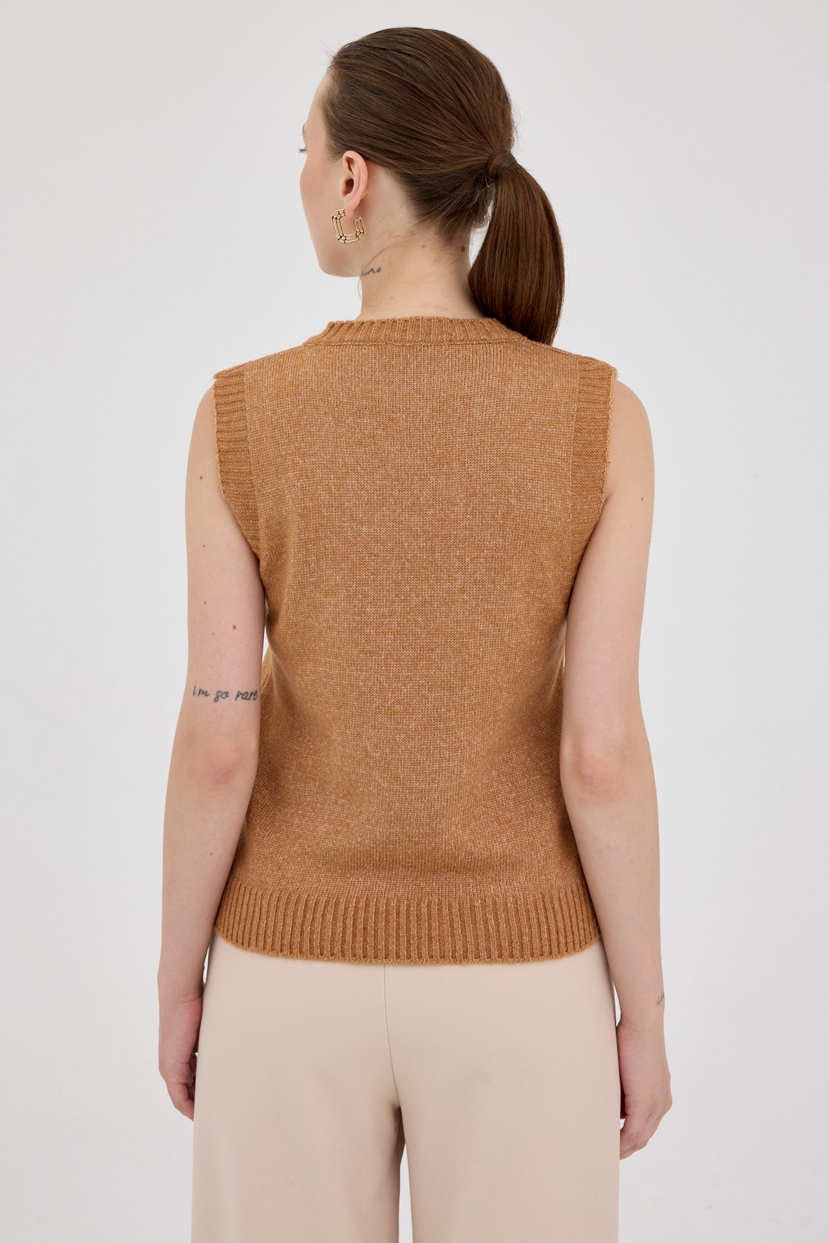 Taba Oversize V Yaka Kadın Süveter 2292 5