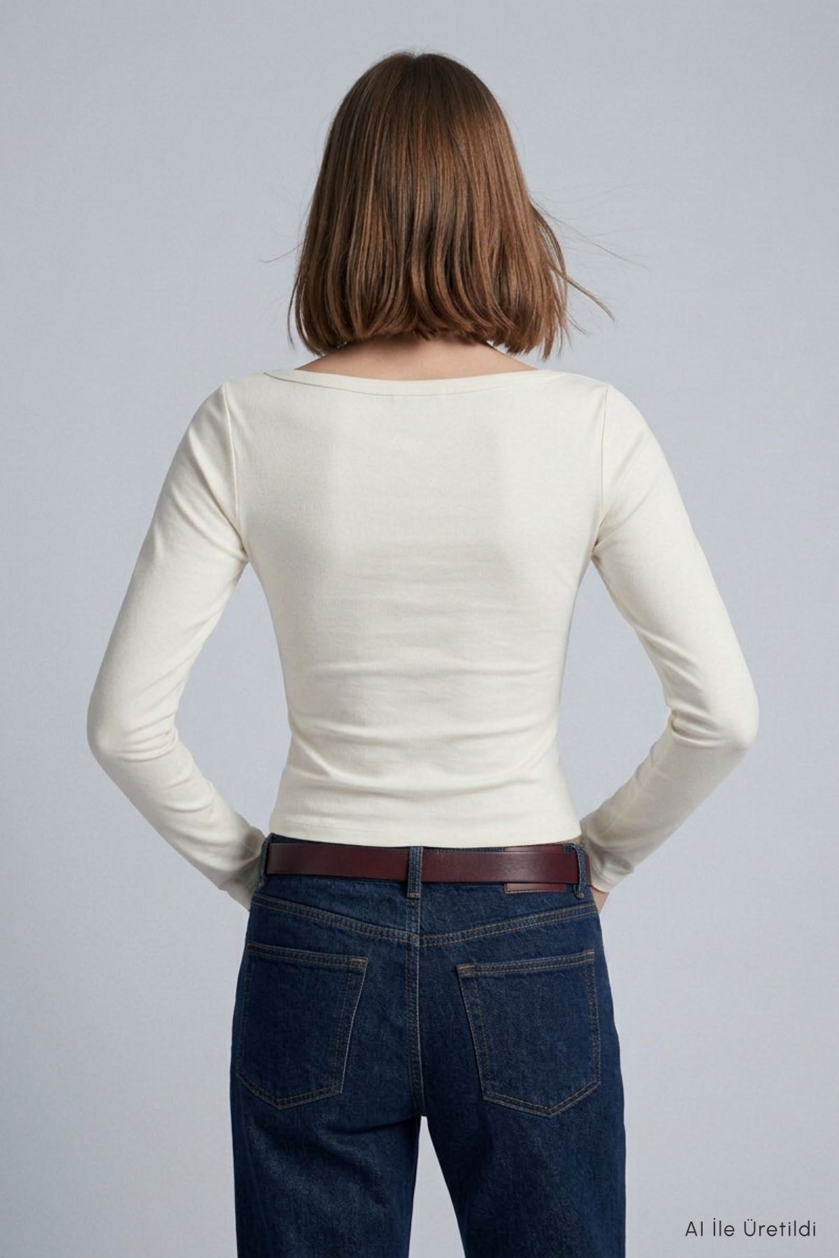 Kayık Yaka Basic Penye Body 744 Ekru 4